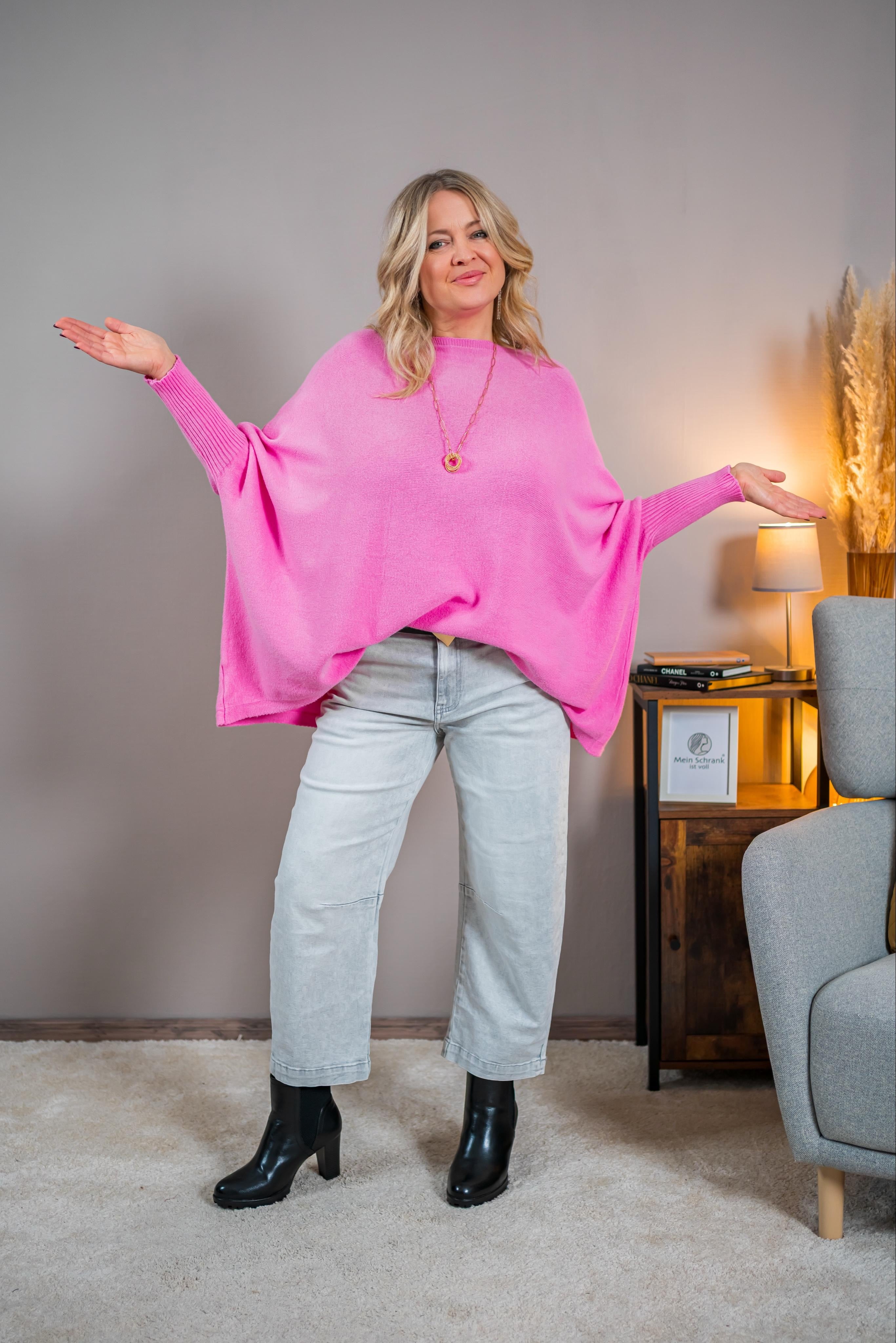 Oversize Feinstrickpullover, pink