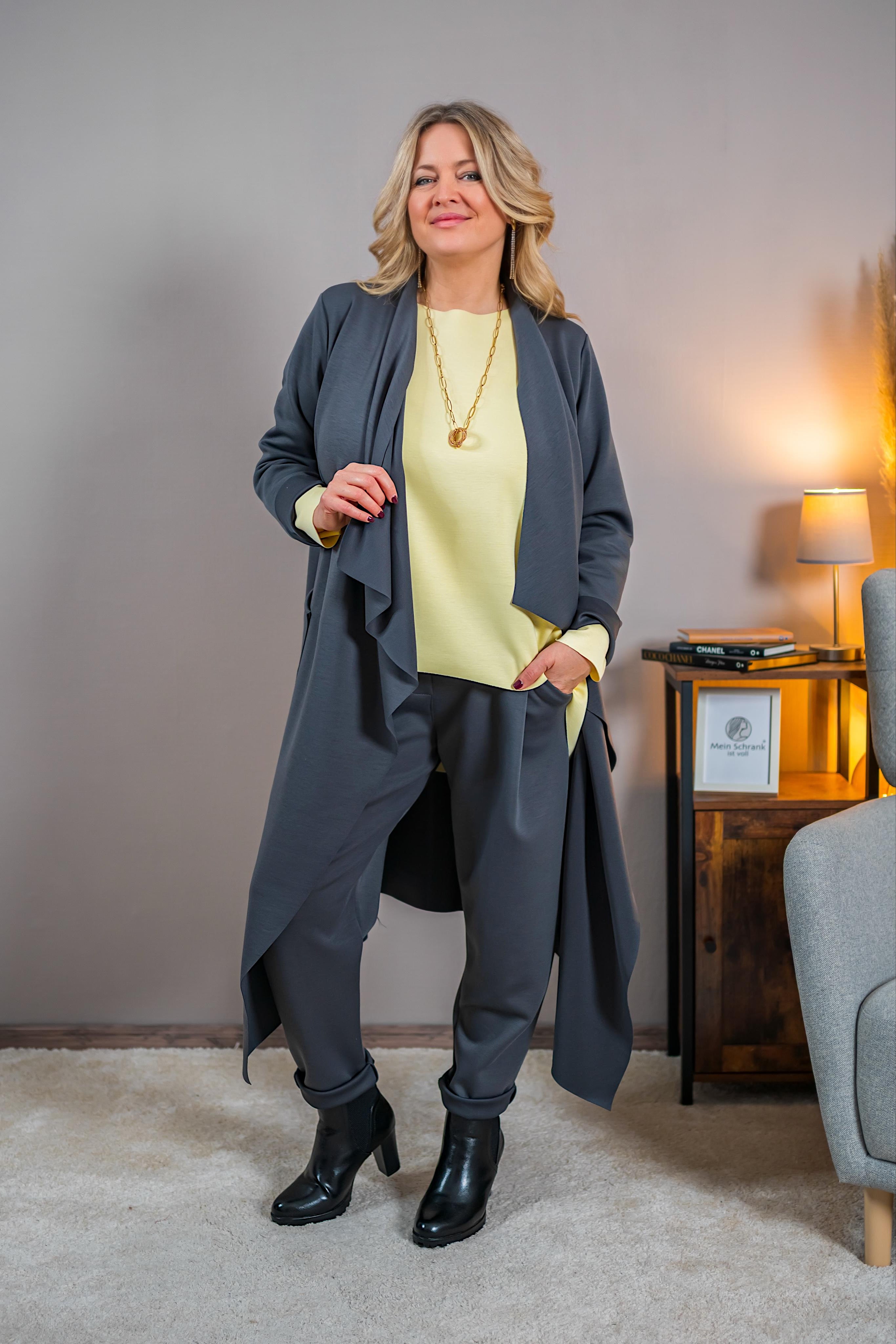 Locker geschnittenes Sweatshirt, gelb