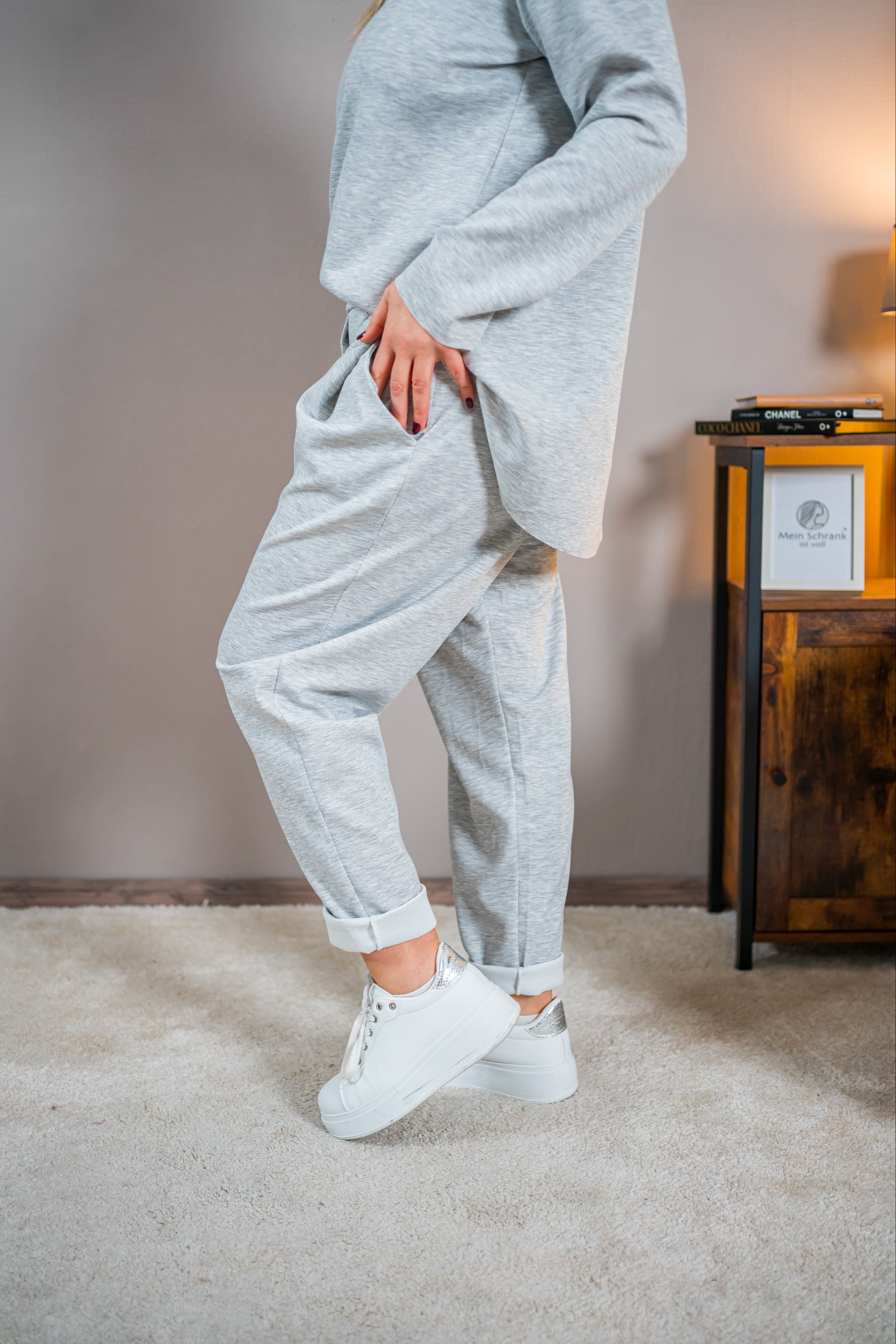 Jerseyhose, grau melange