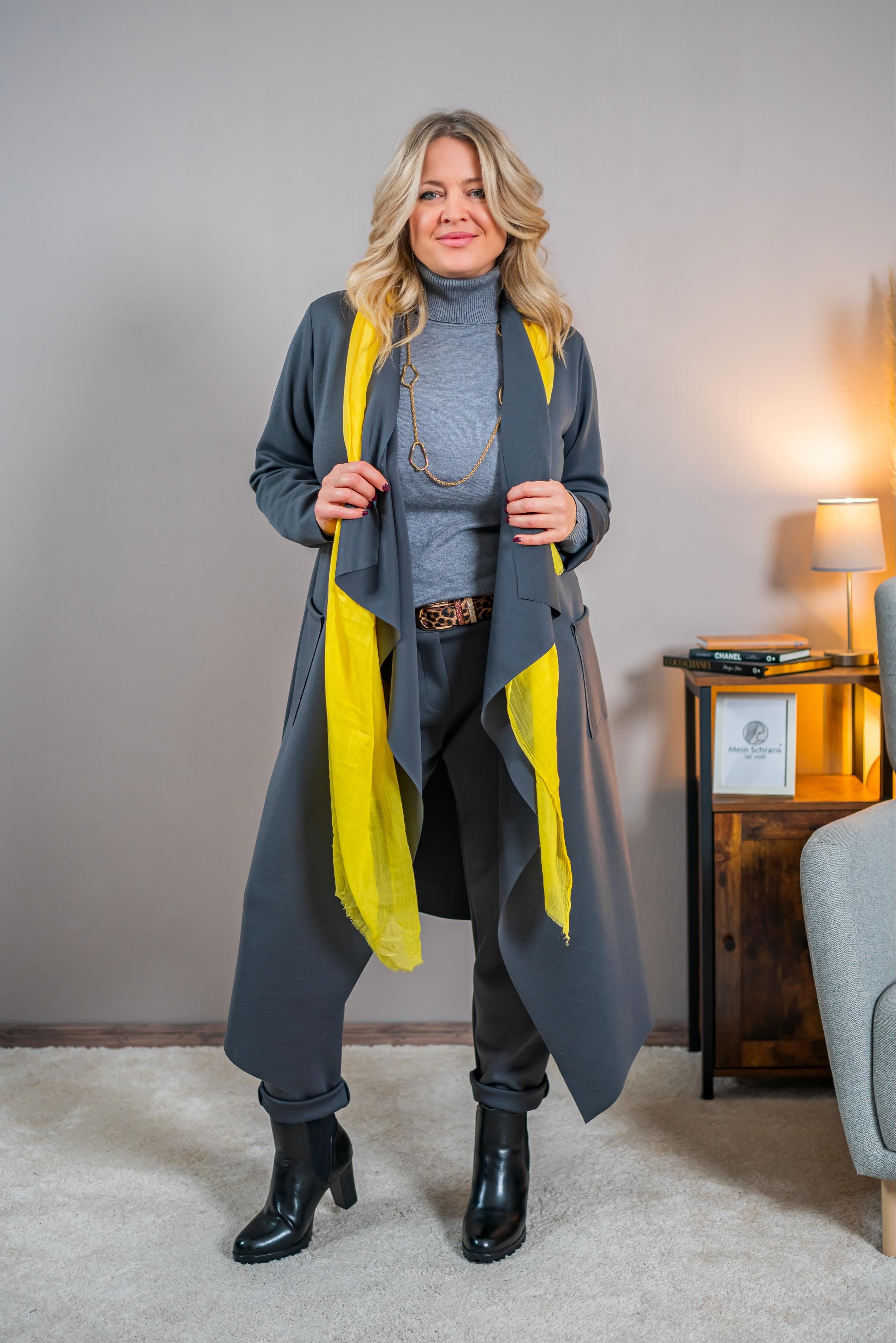 Eleganter langer Cardigan, anthrazit