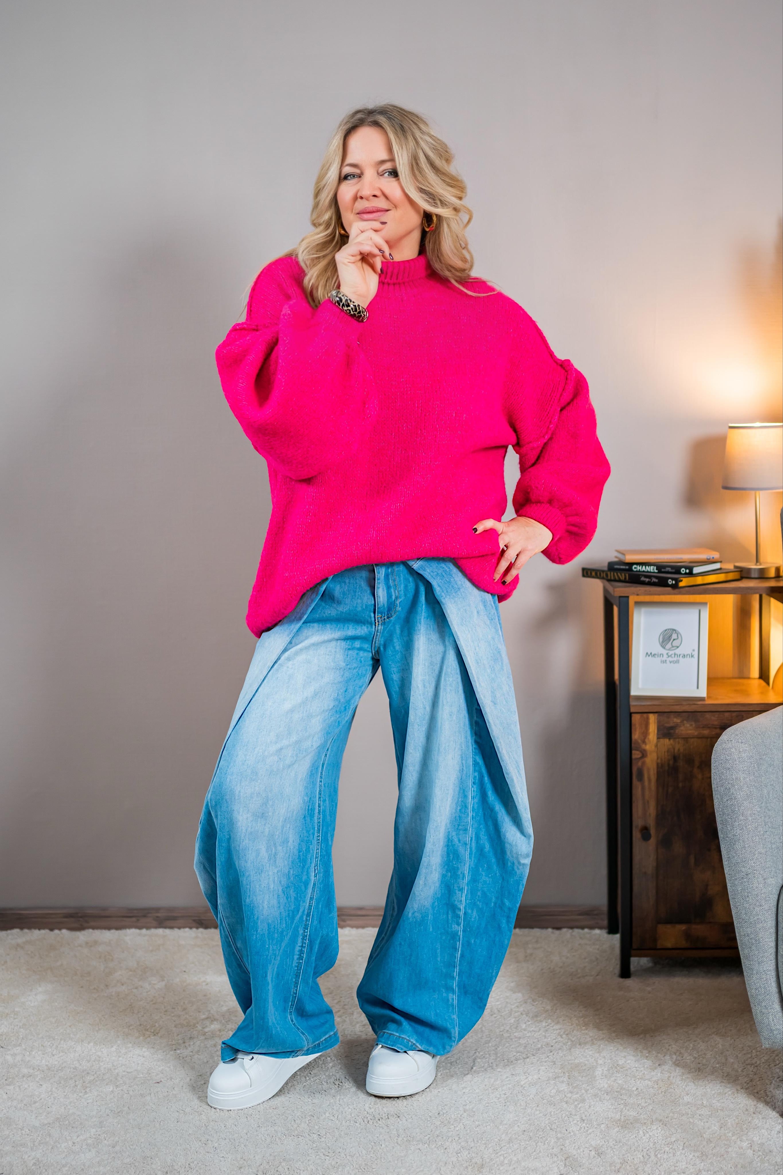 Jeans mit weitem Bein, blue