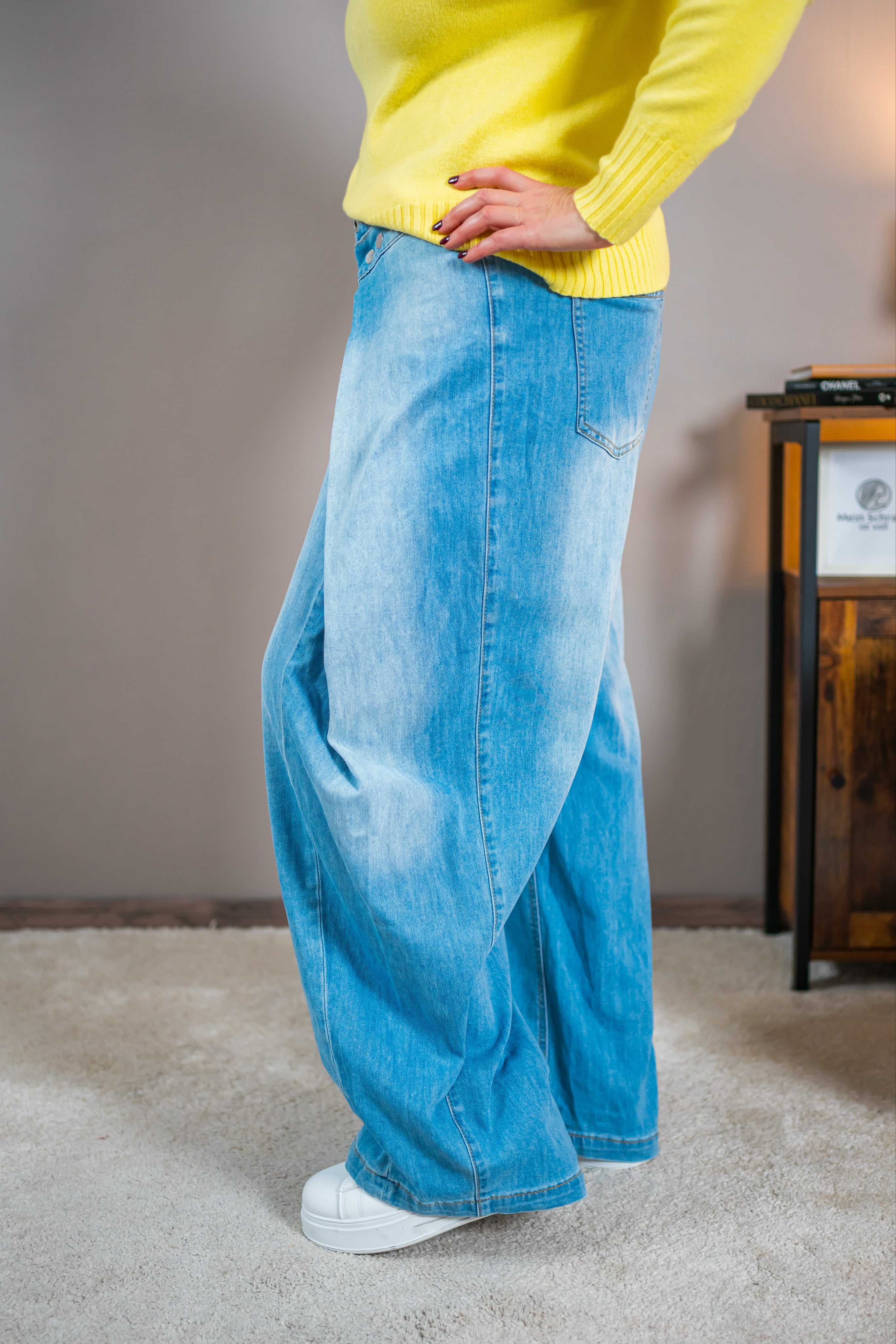 Jeans mit weitem Bein, blue