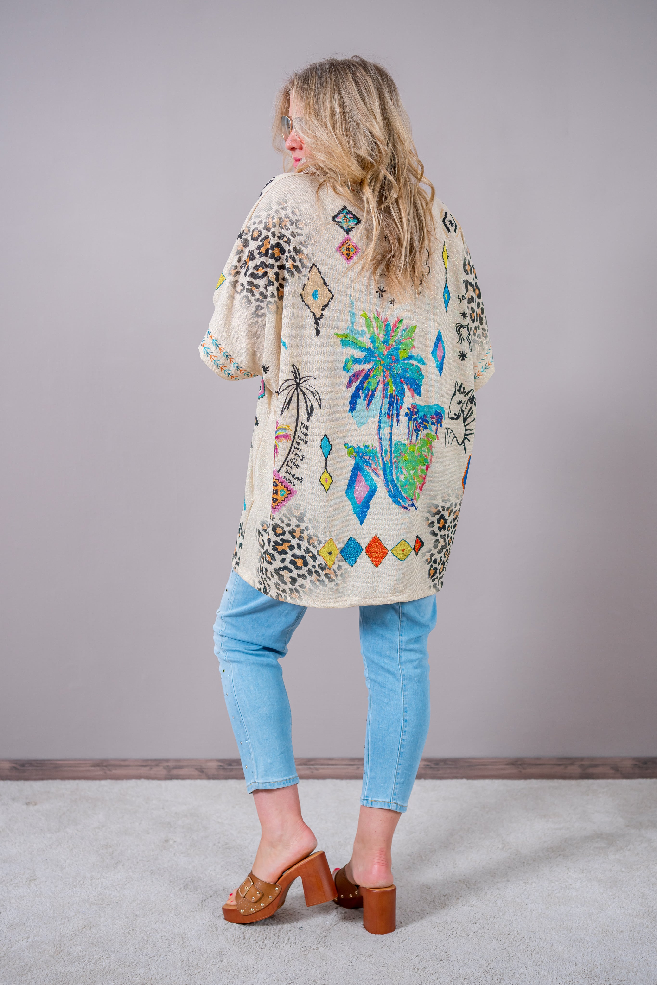 Leichter Cardigan mit Design und Glitzer-Effekt, mehrfarbig