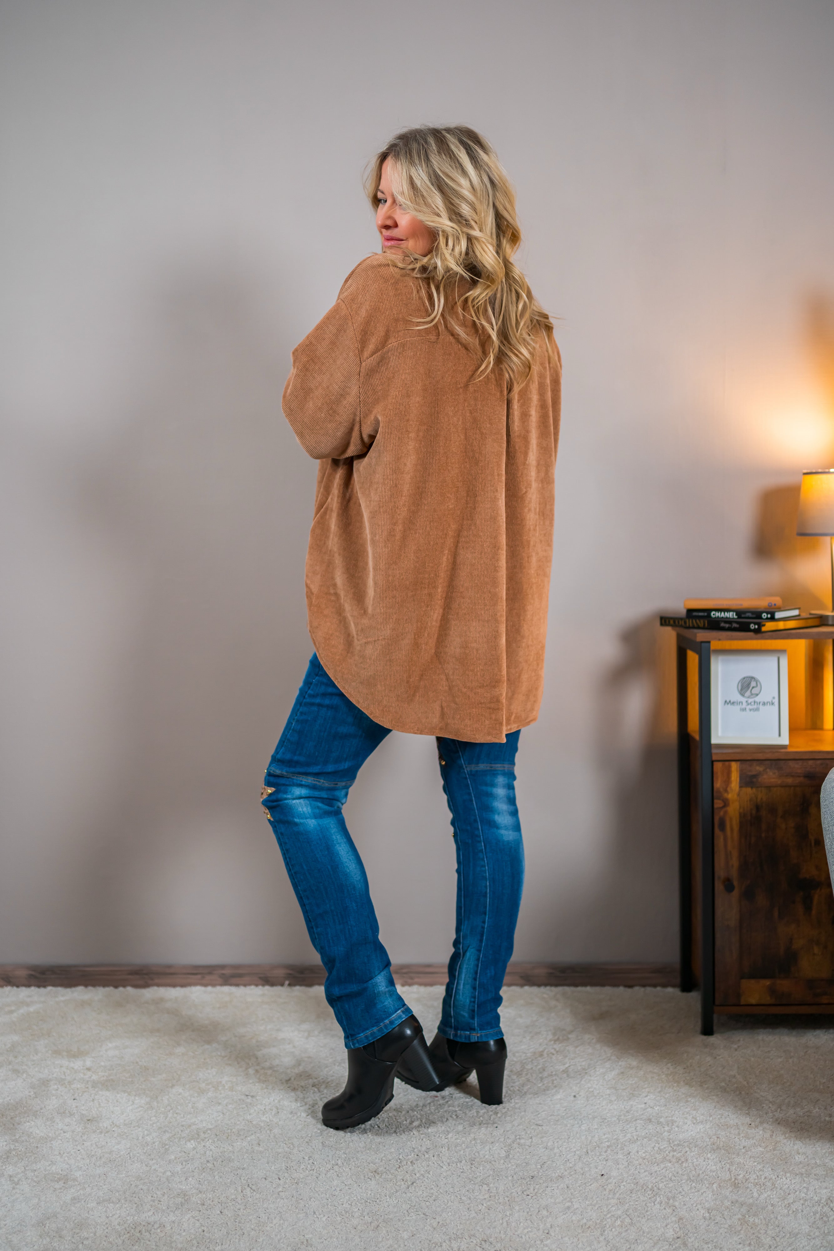 Hemd in Cordoptik, camel