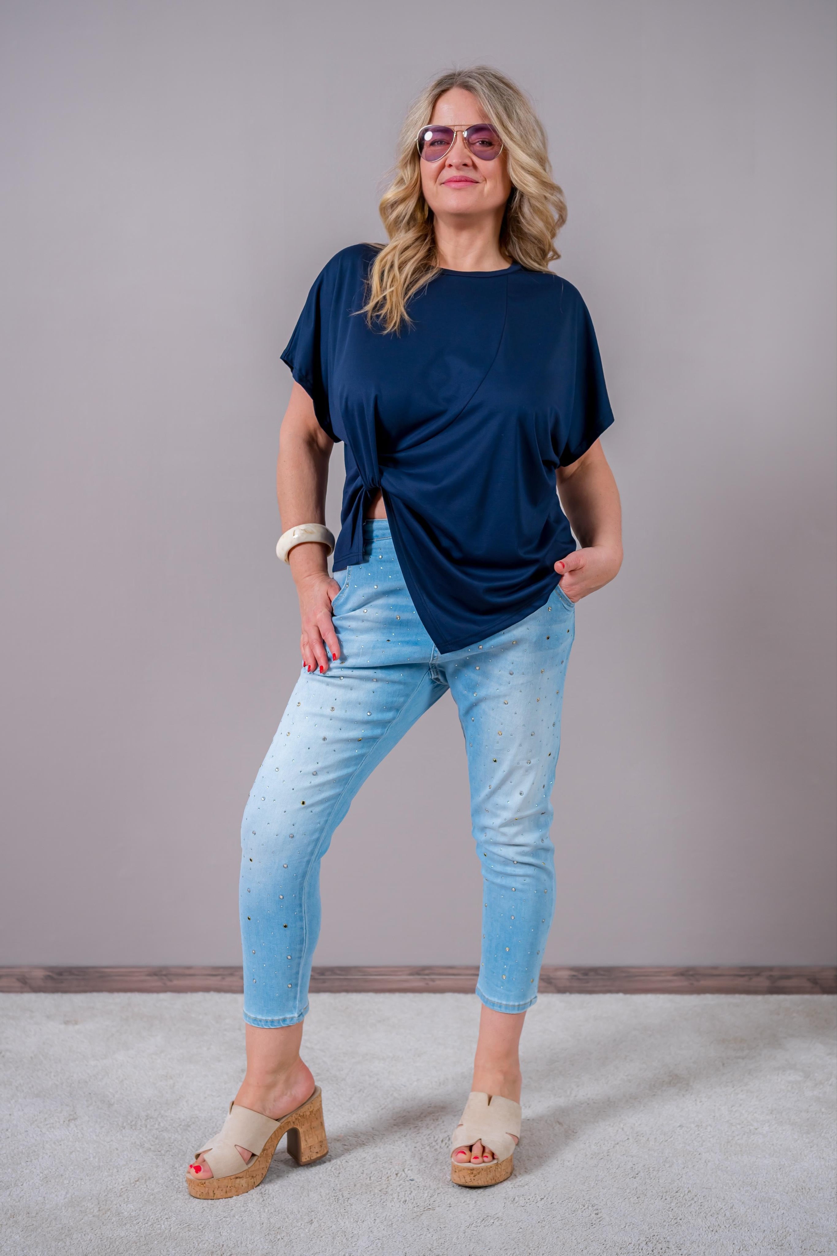 T-Shirt mit Knoten-Detail, dunkelblau