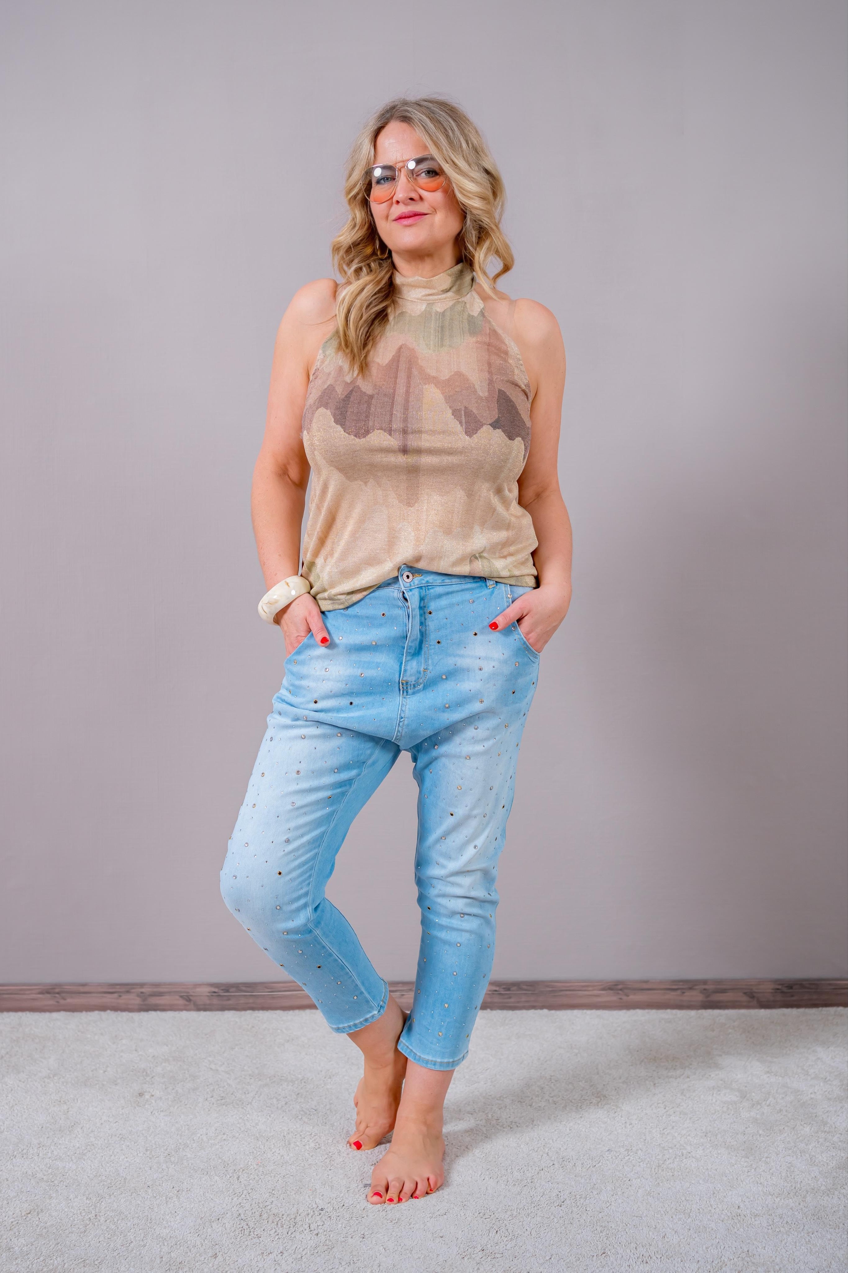 Stylisches Neckholder Top mit Schimmer-Effekt, mehrfarbig