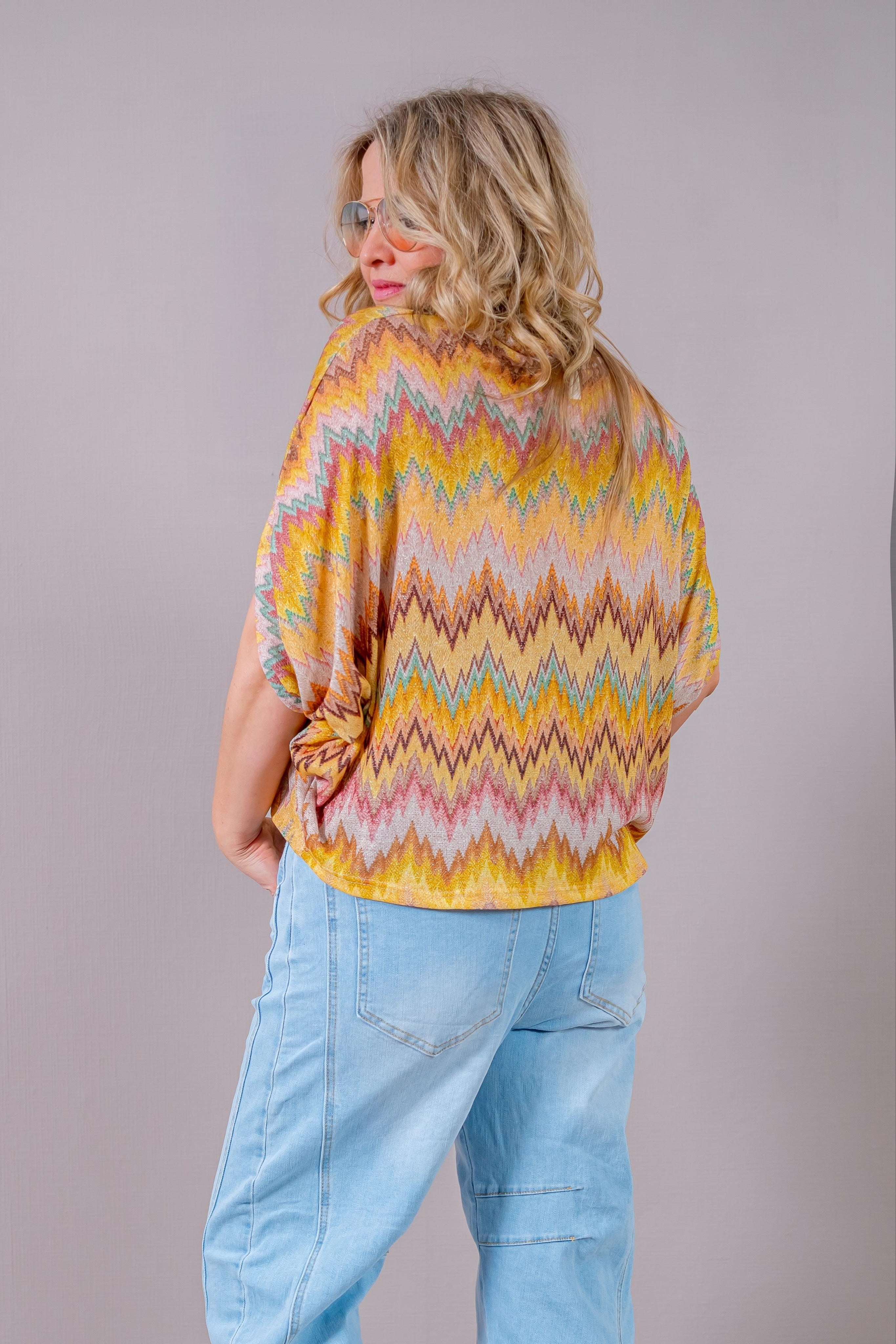 Shirt mit buntem Design im Poncho-Stil, mehrfarbig