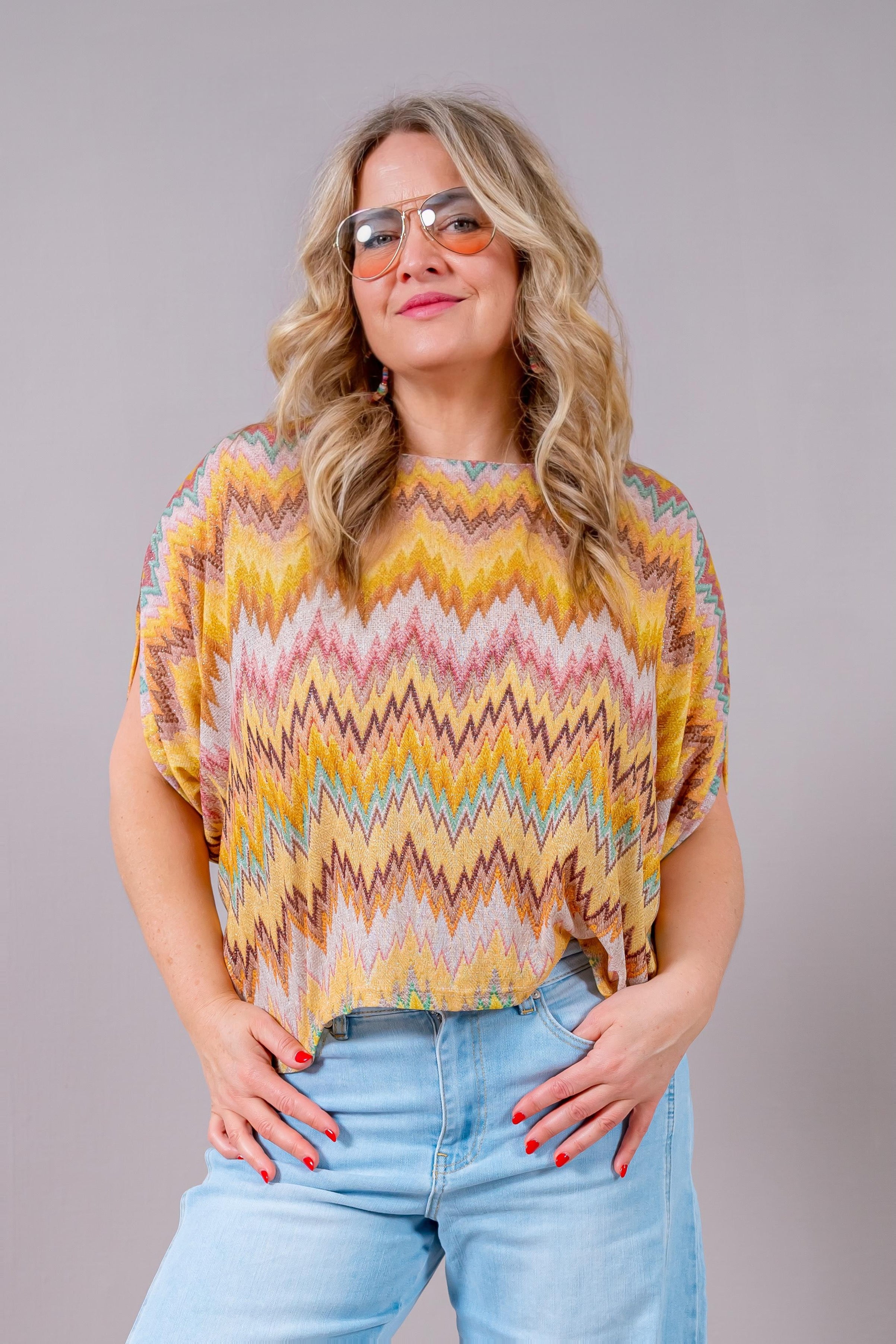 Shirt mit buntem Design im Poncho-Stil, mehrfarbig