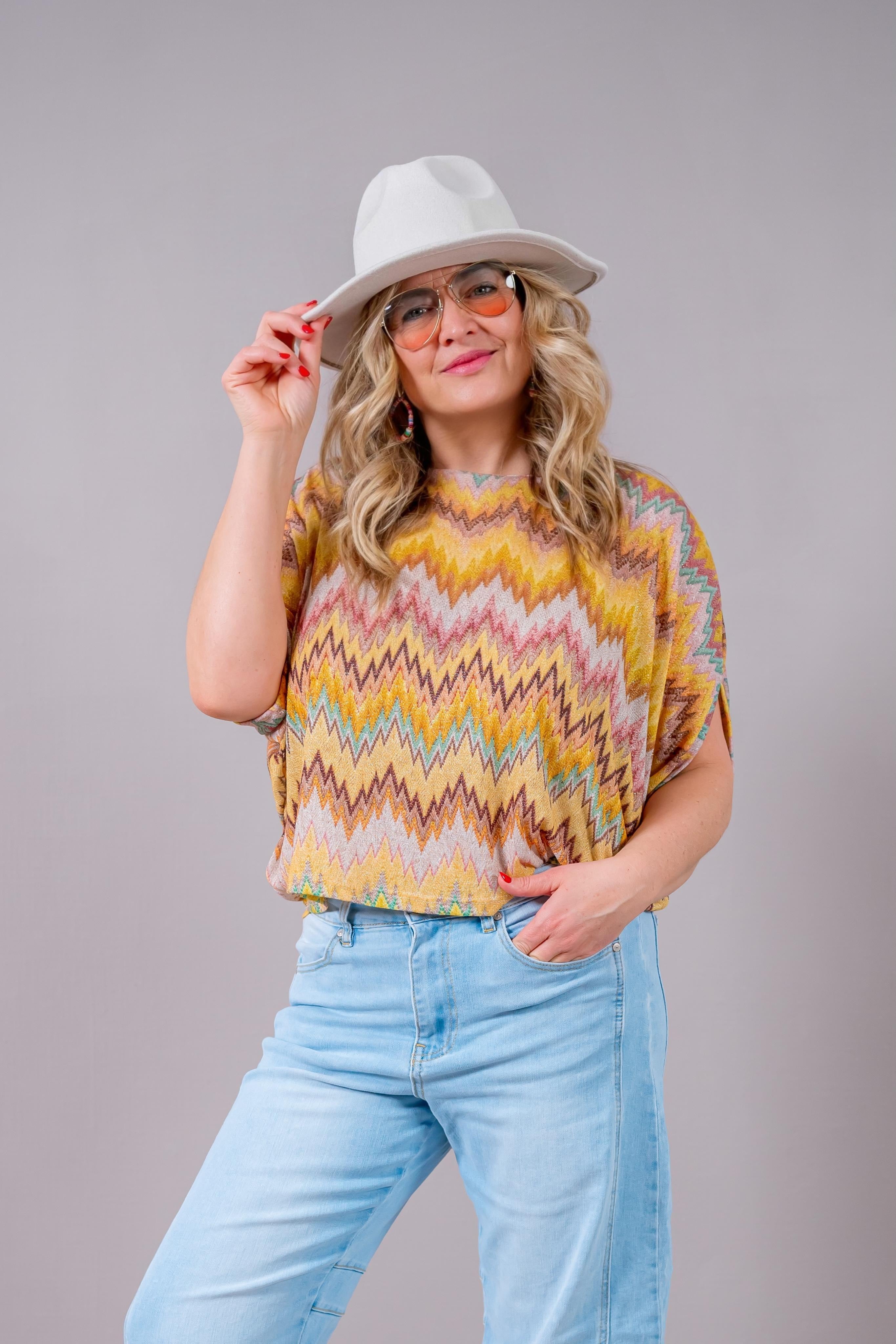 Shirt mit buntem Design im Poncho-Stil, mehrfarbig