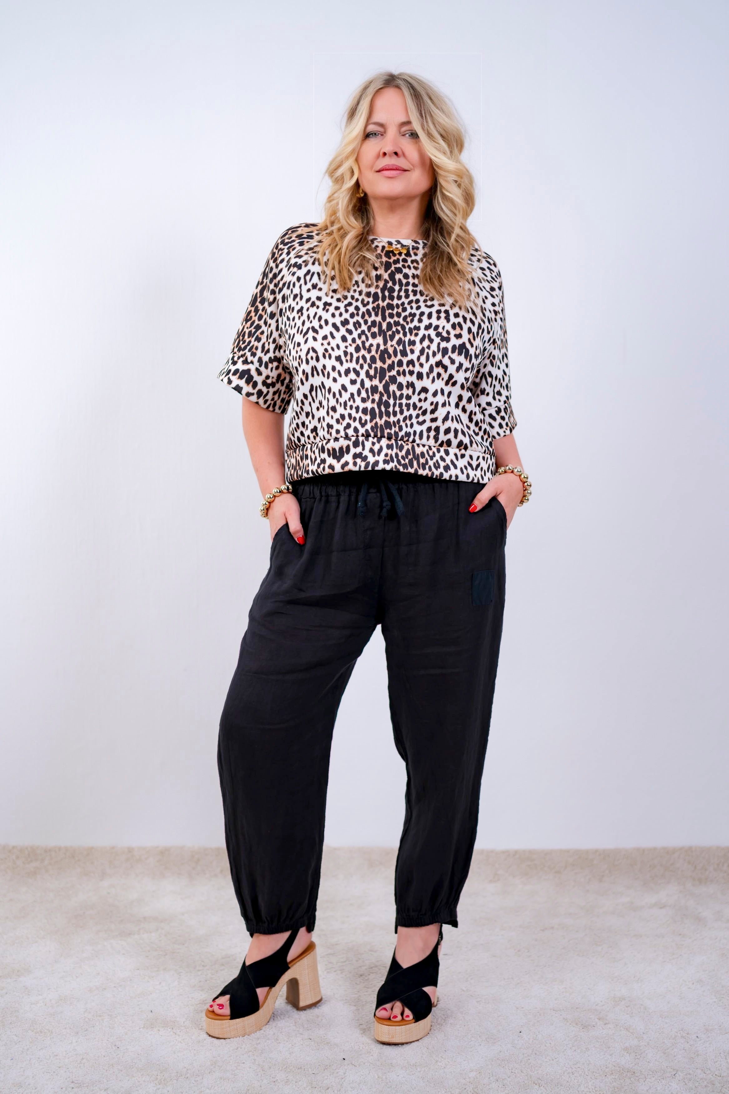 Leichtes Shirt mit 3/4 Arm, leoprint