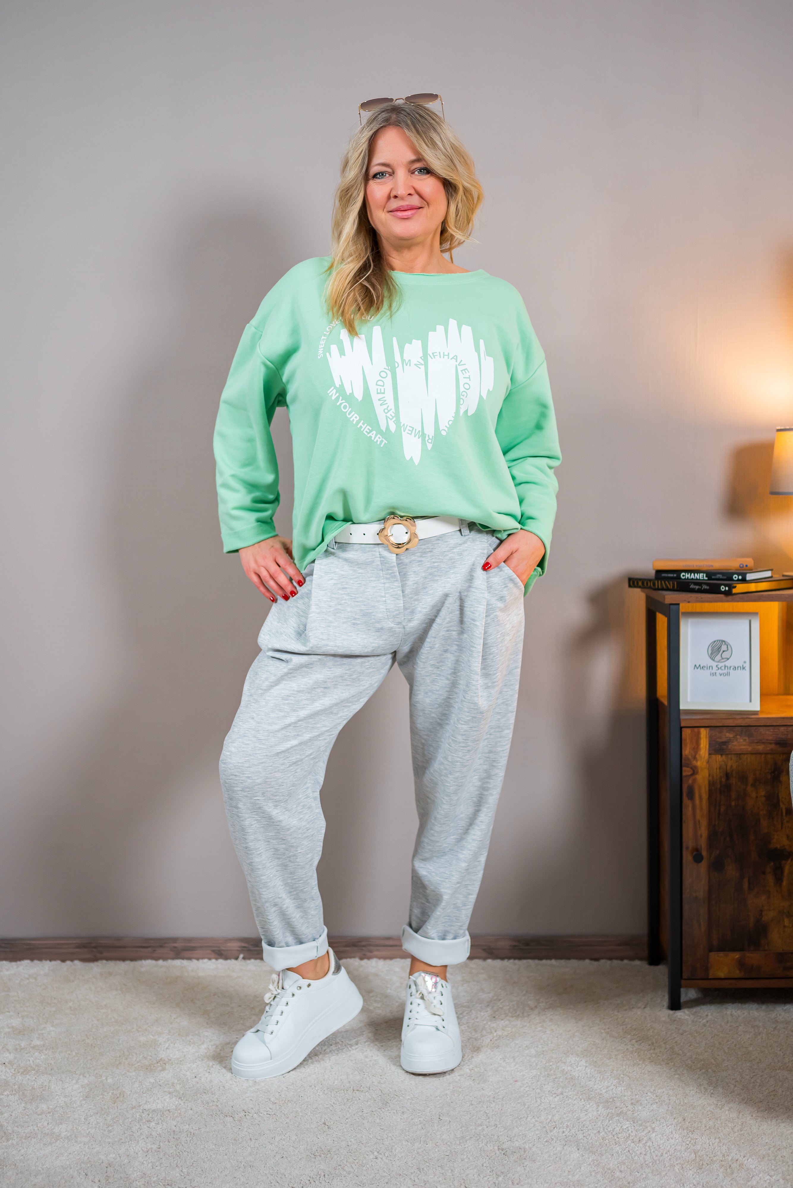 Stylisches Sweatshirt mit Print, mintgrün