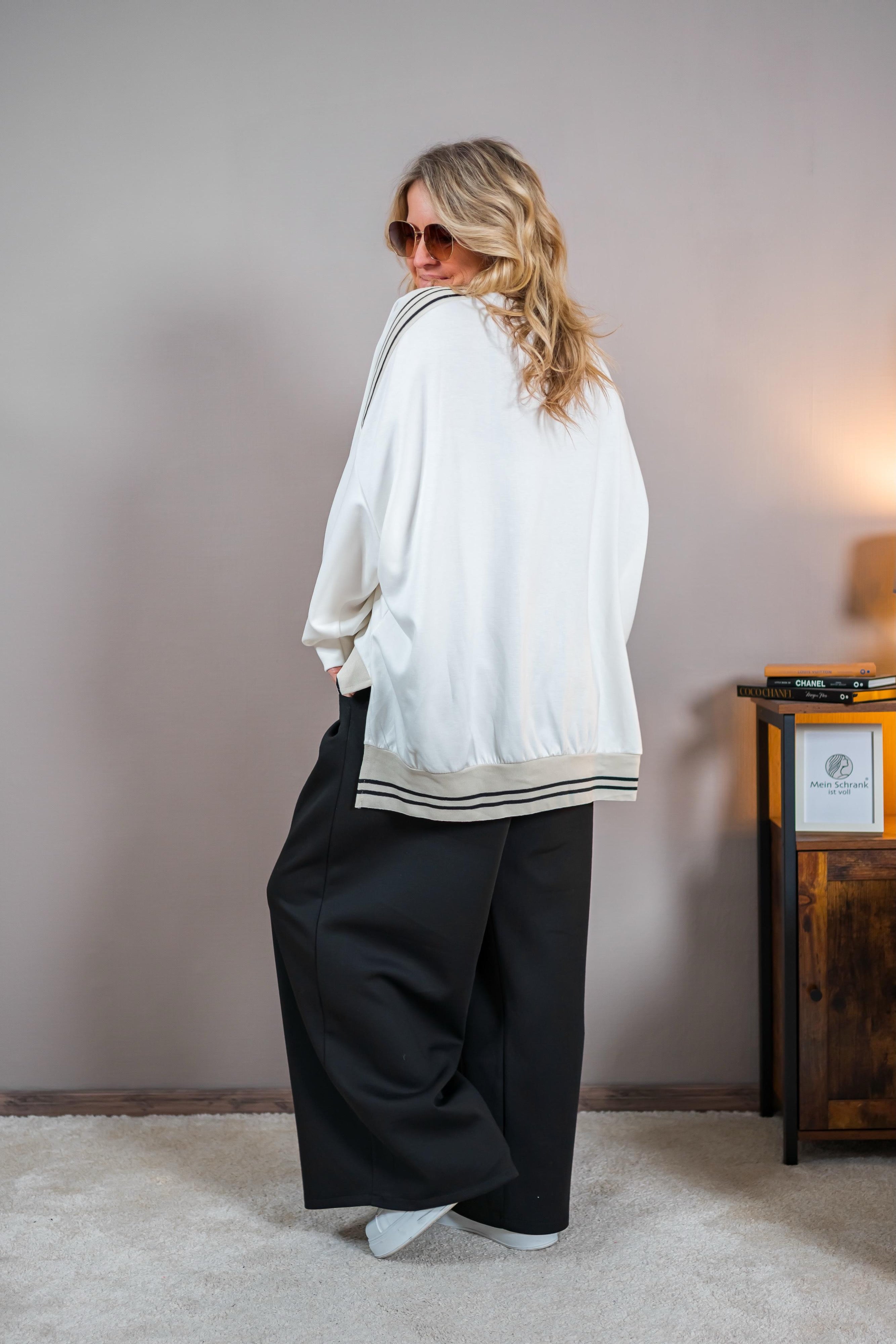 Oversize Sweatshirt mit Smiley-Motiv, weiß/bunt