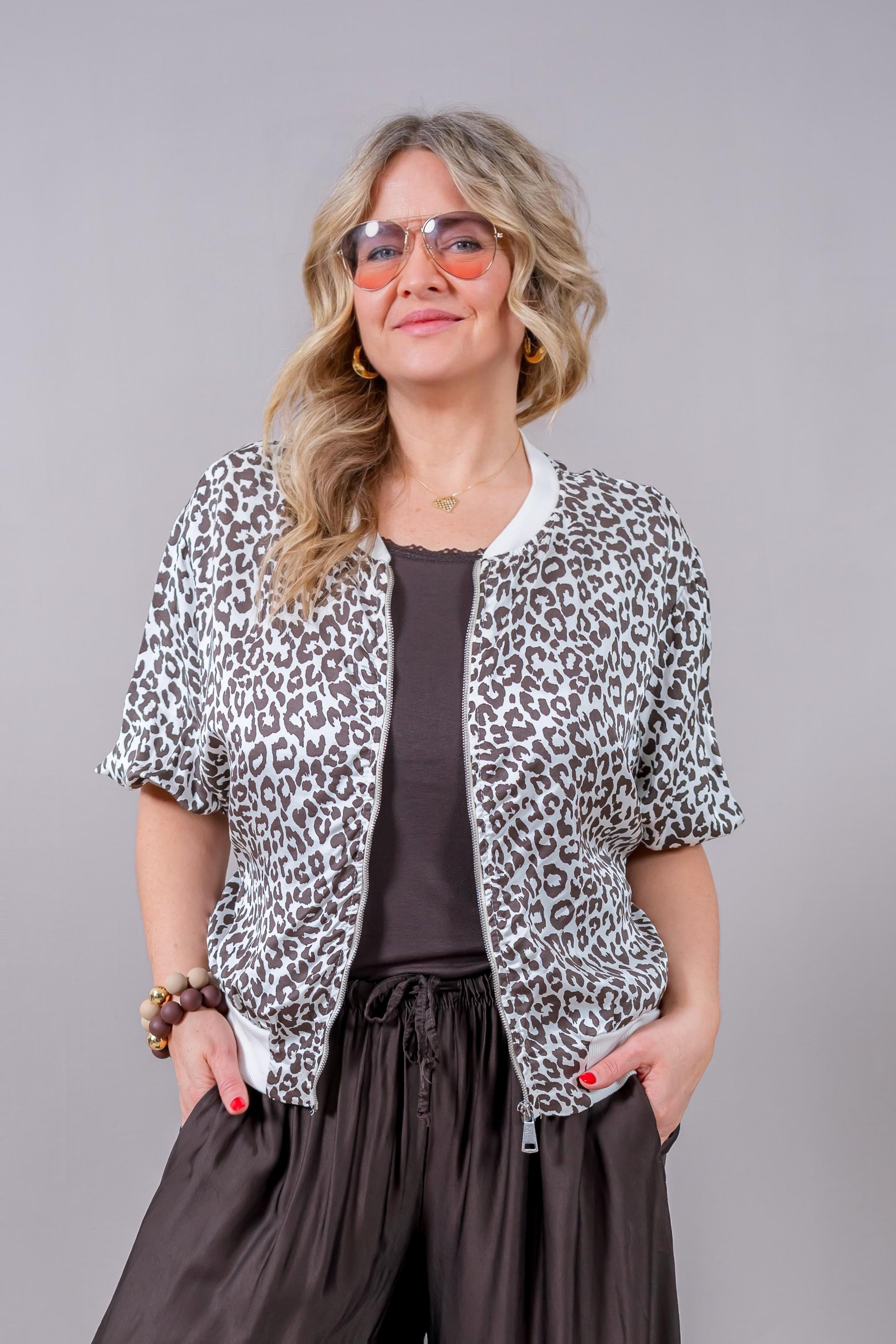 Fließende Jacke 'Leo', schokobraun/creme