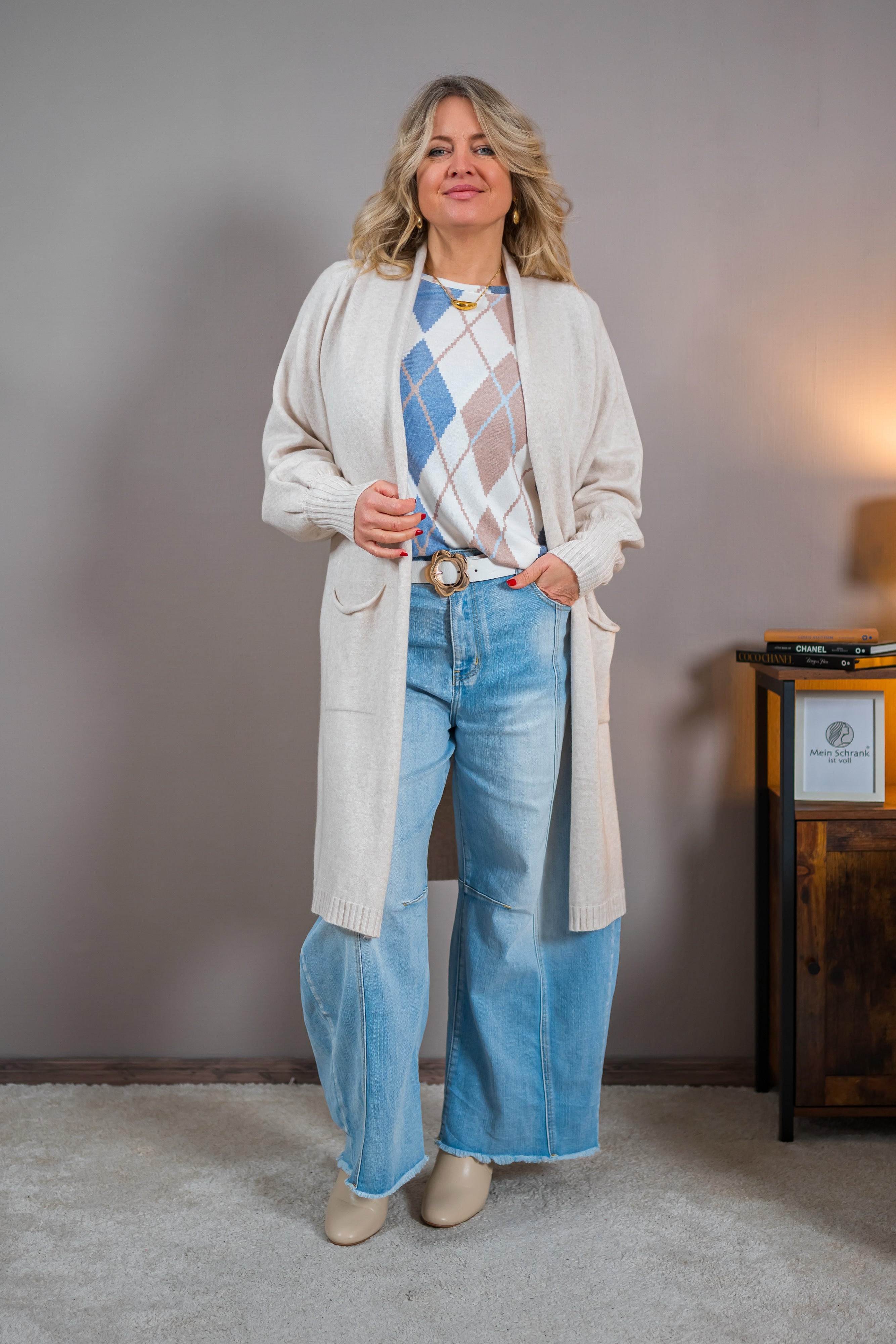 Langer Cardigan, creme/beige