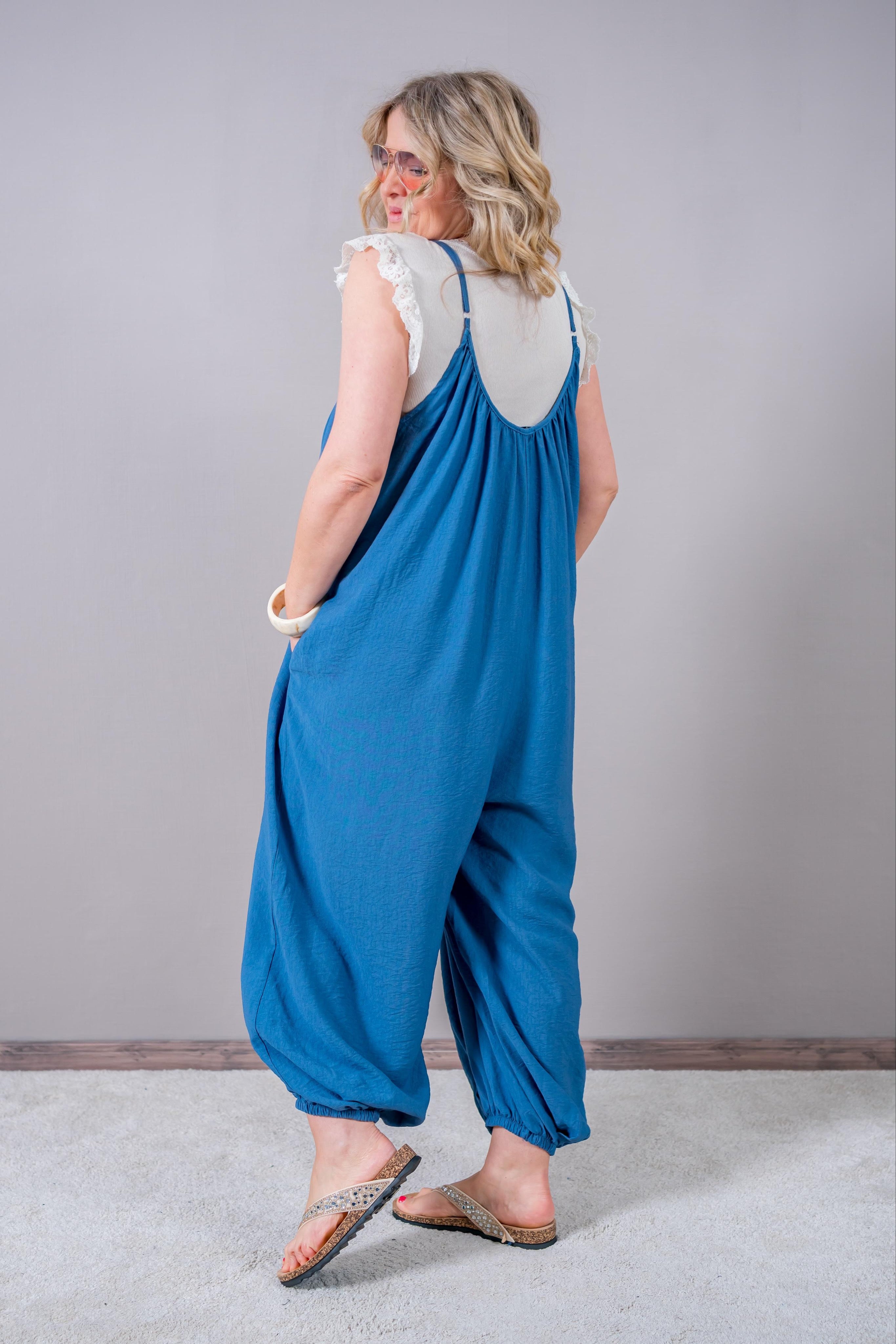 Oversize Jumpsuit, jeansblau