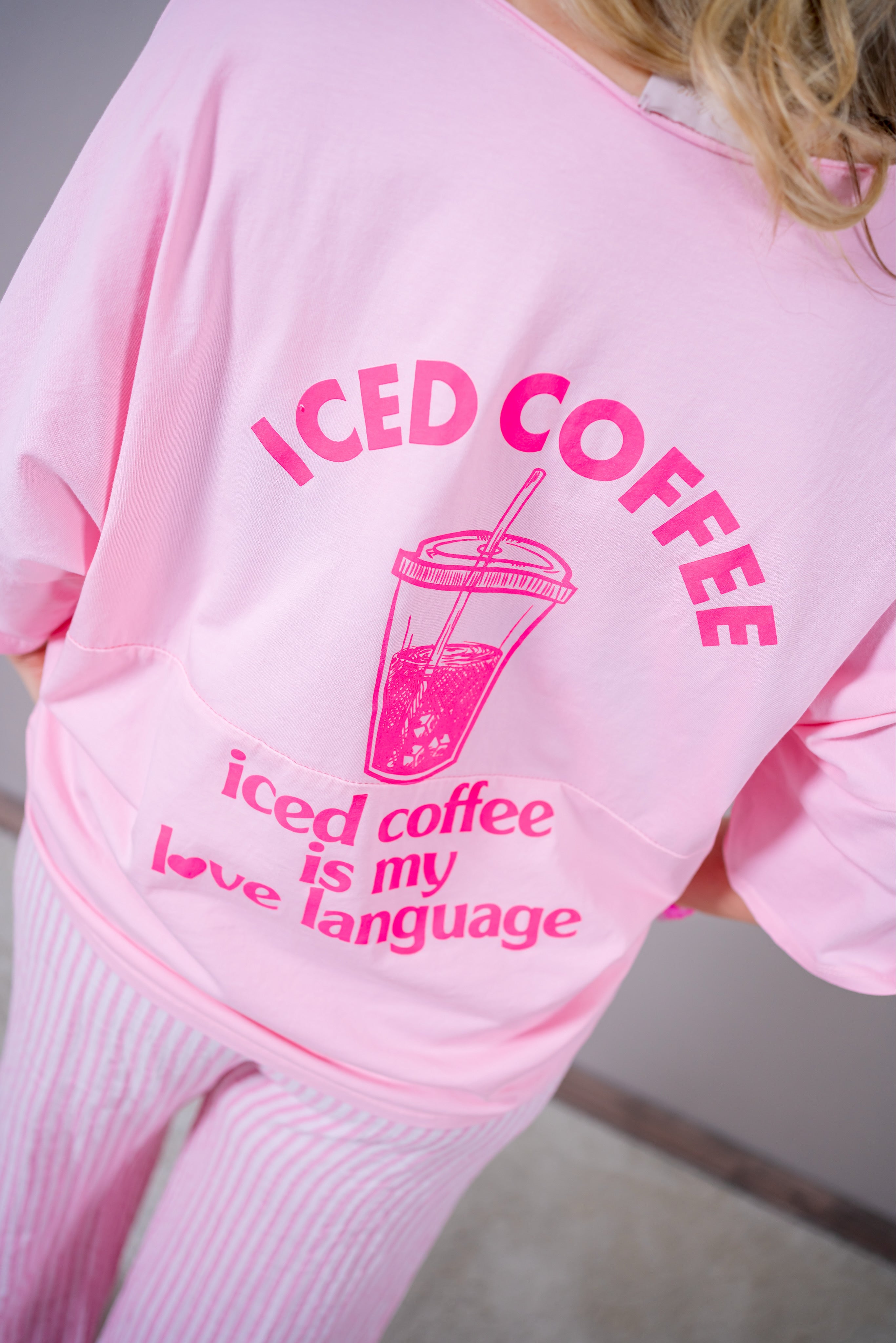 Oversize Shirt 'Iced Coffee', rosa/pink