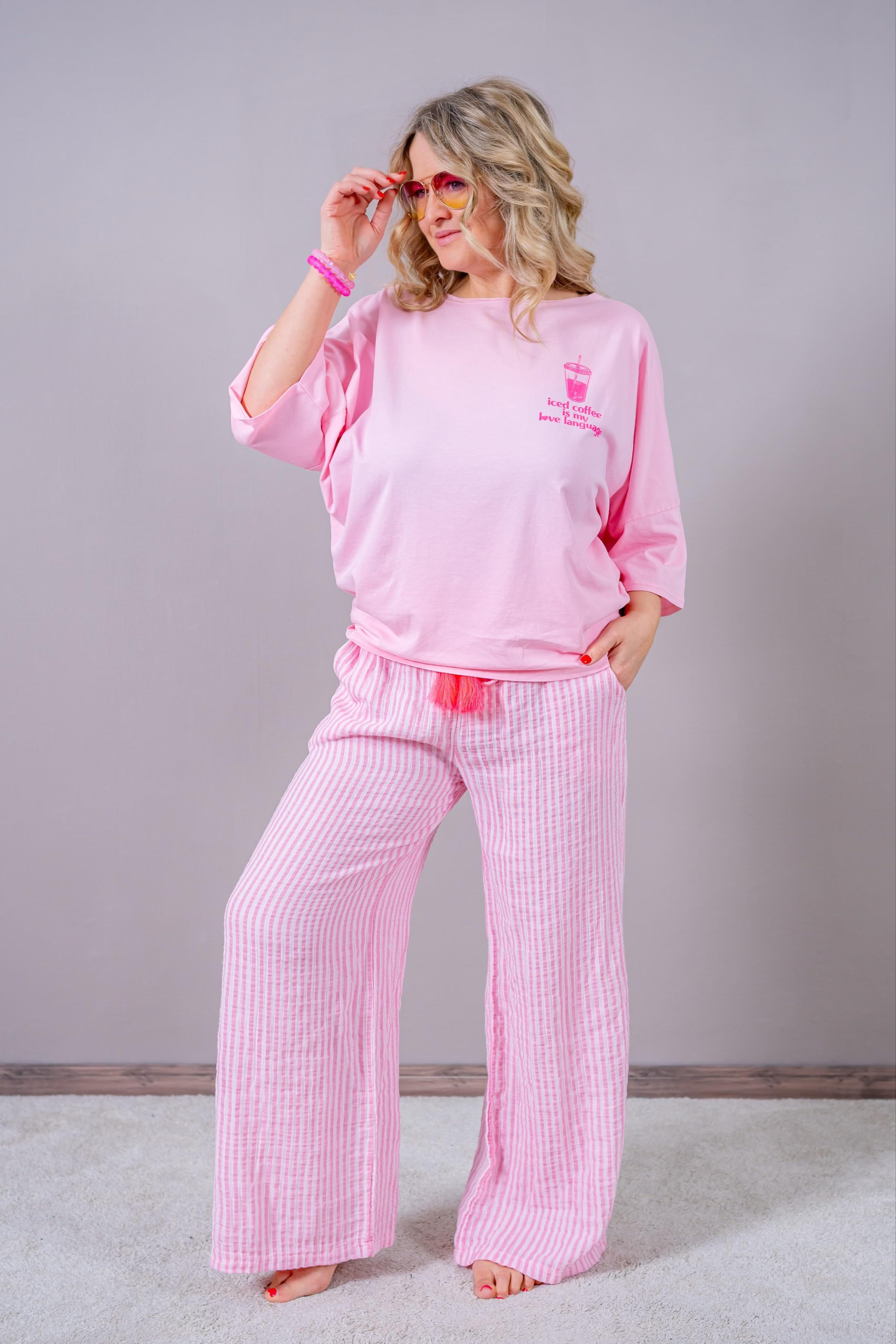 Oversize Shirt 'Iced Coffee', rosa/pink