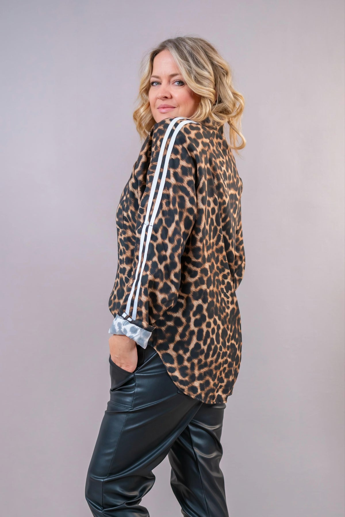 Leo-Bluse "Wild & Sporty", braun/schwarz