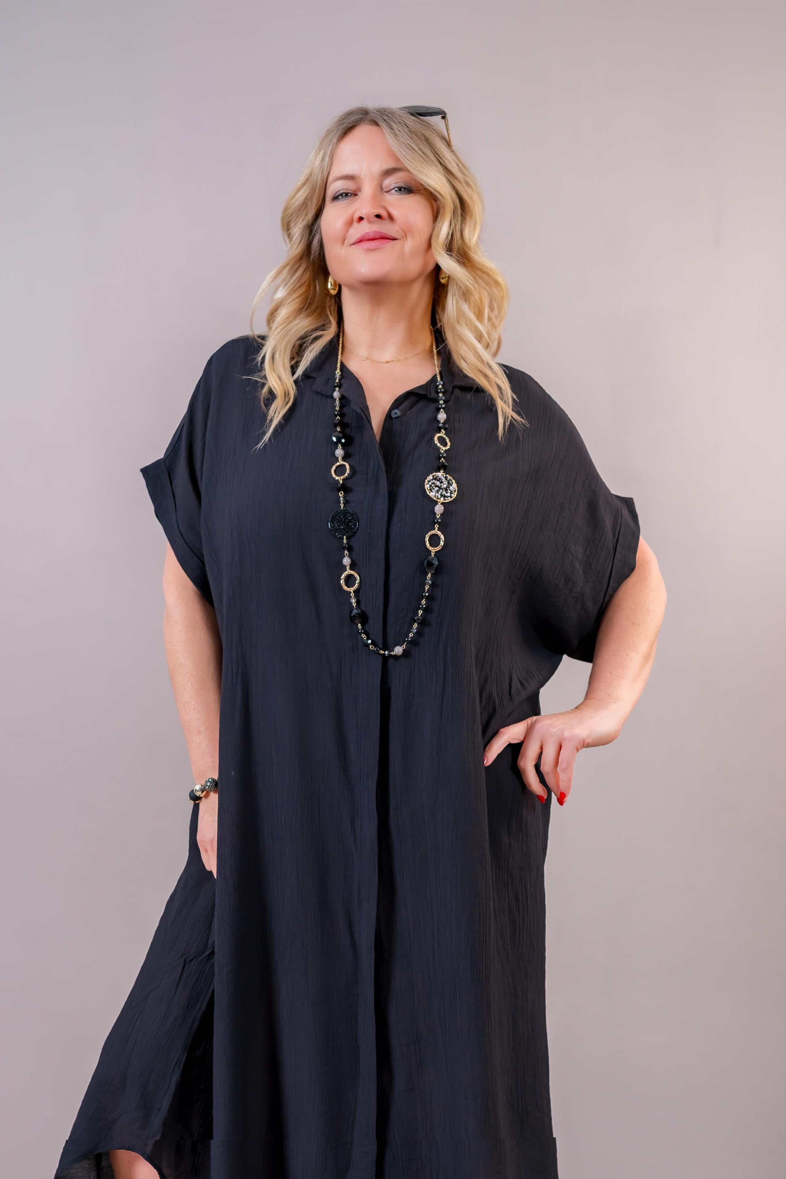 Oversize Maxikleid, schwarz
