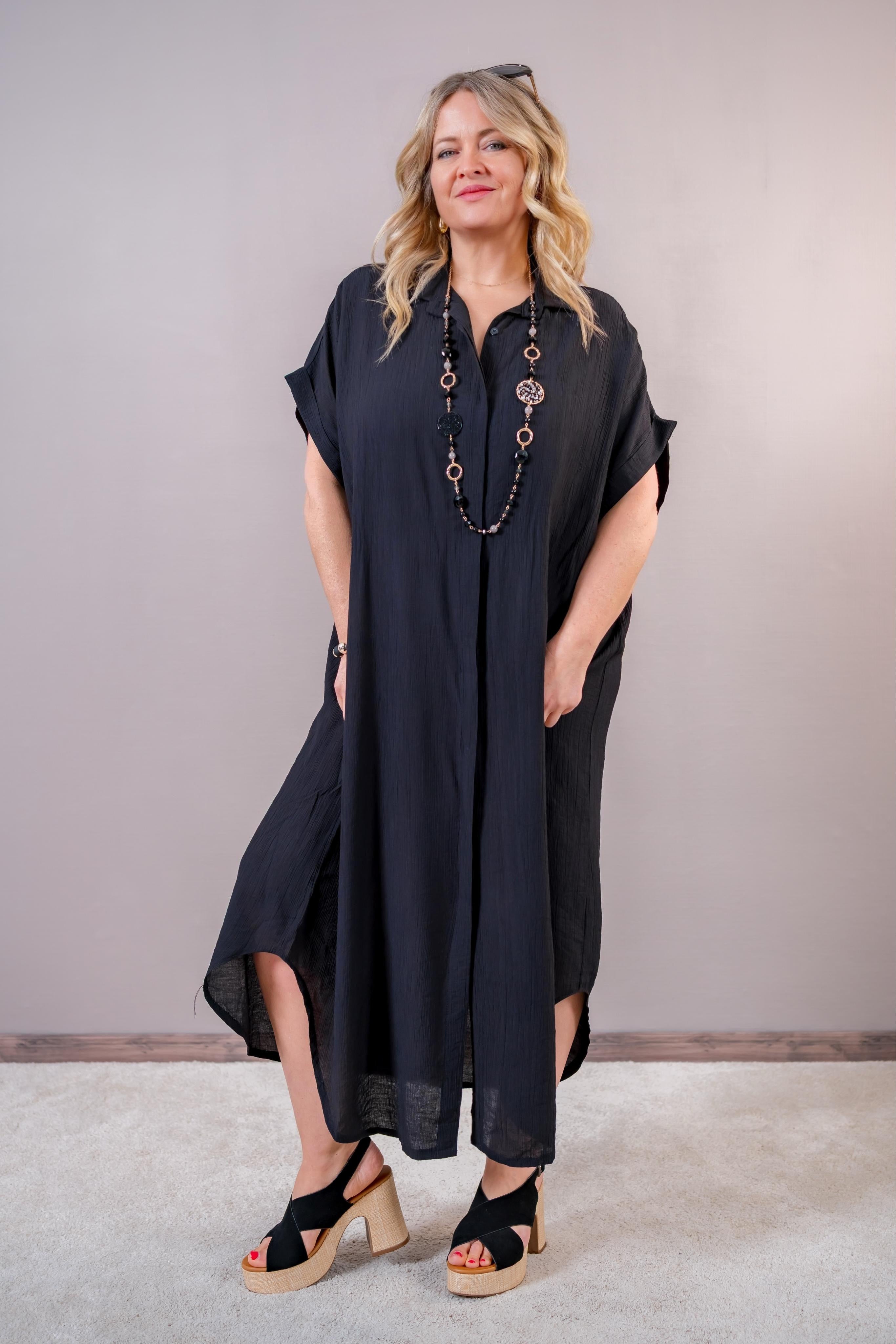 Oversize Maxikleid, schwarz