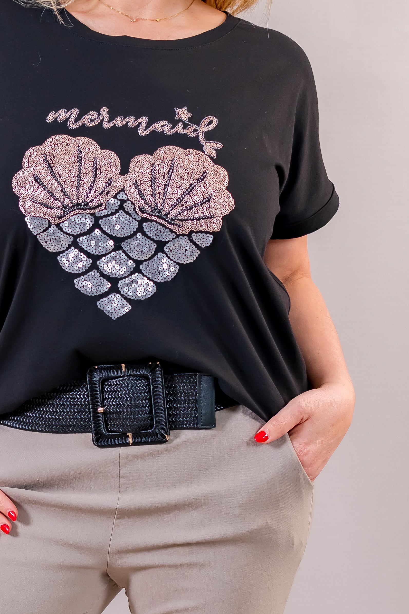 T-Shirt mit Herz-Design, schwarz
