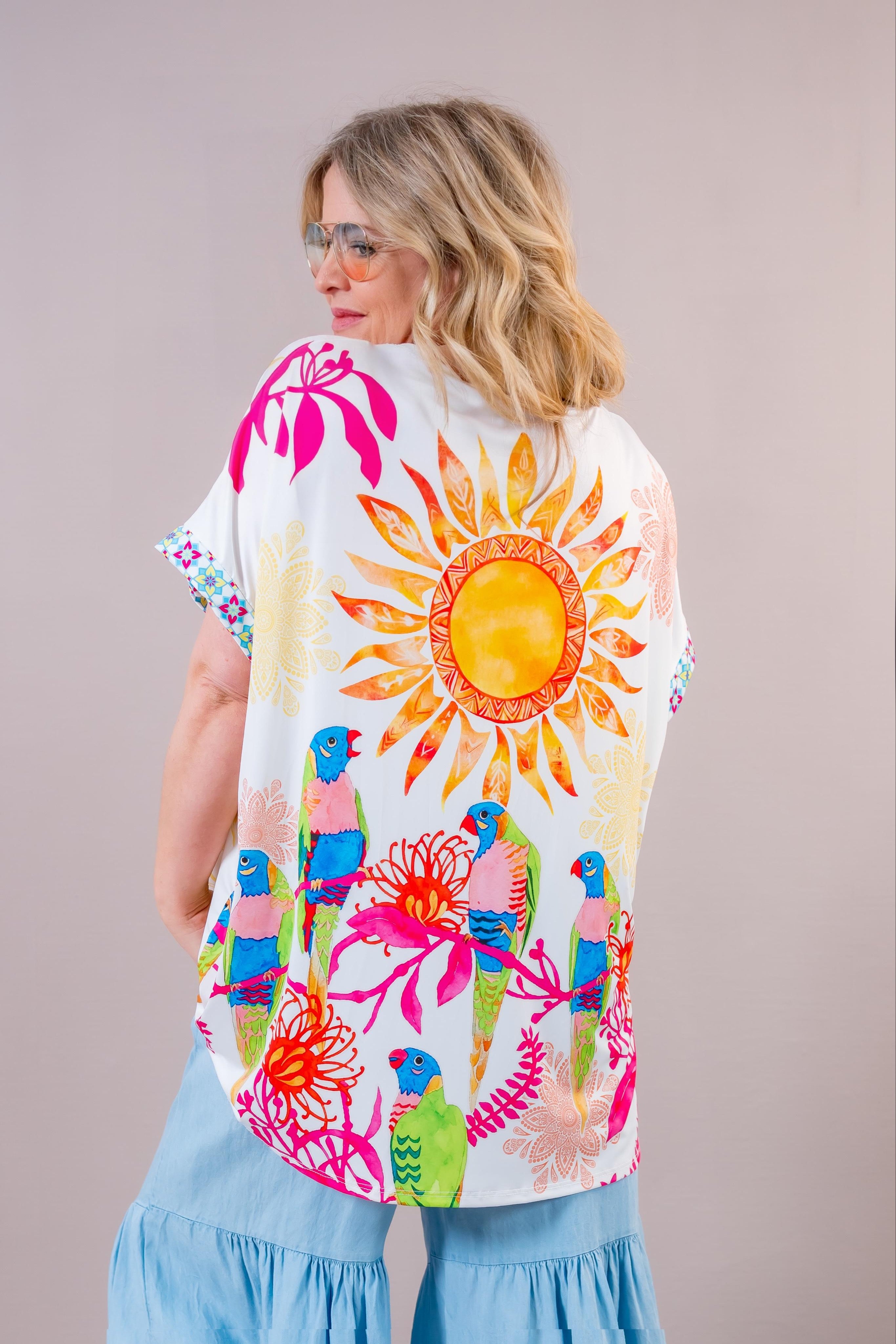 Oversize-Shirt mit buntem Design, mehrfarbig