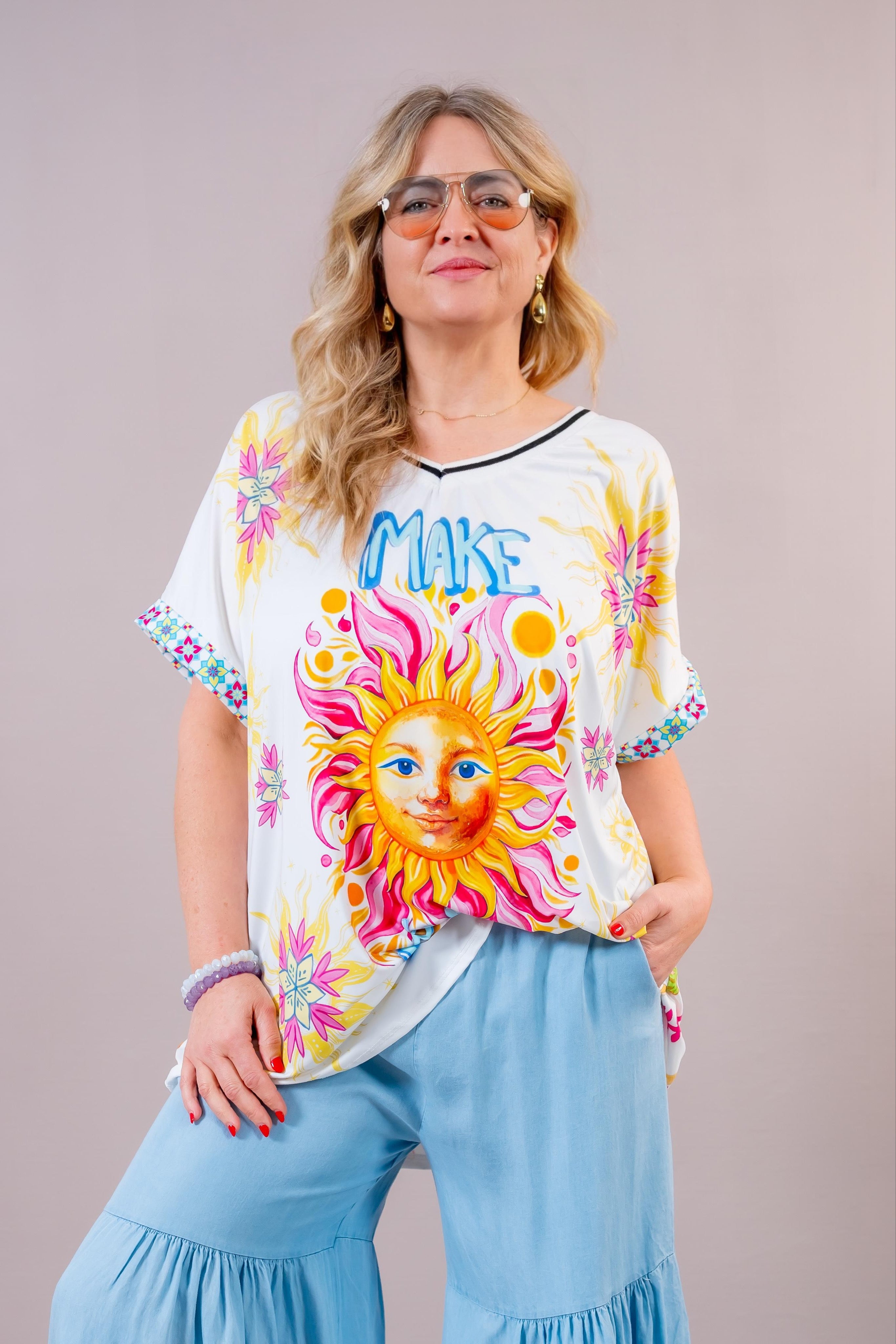 Oversize-Shirt mit buntem Design, mehrfarbig