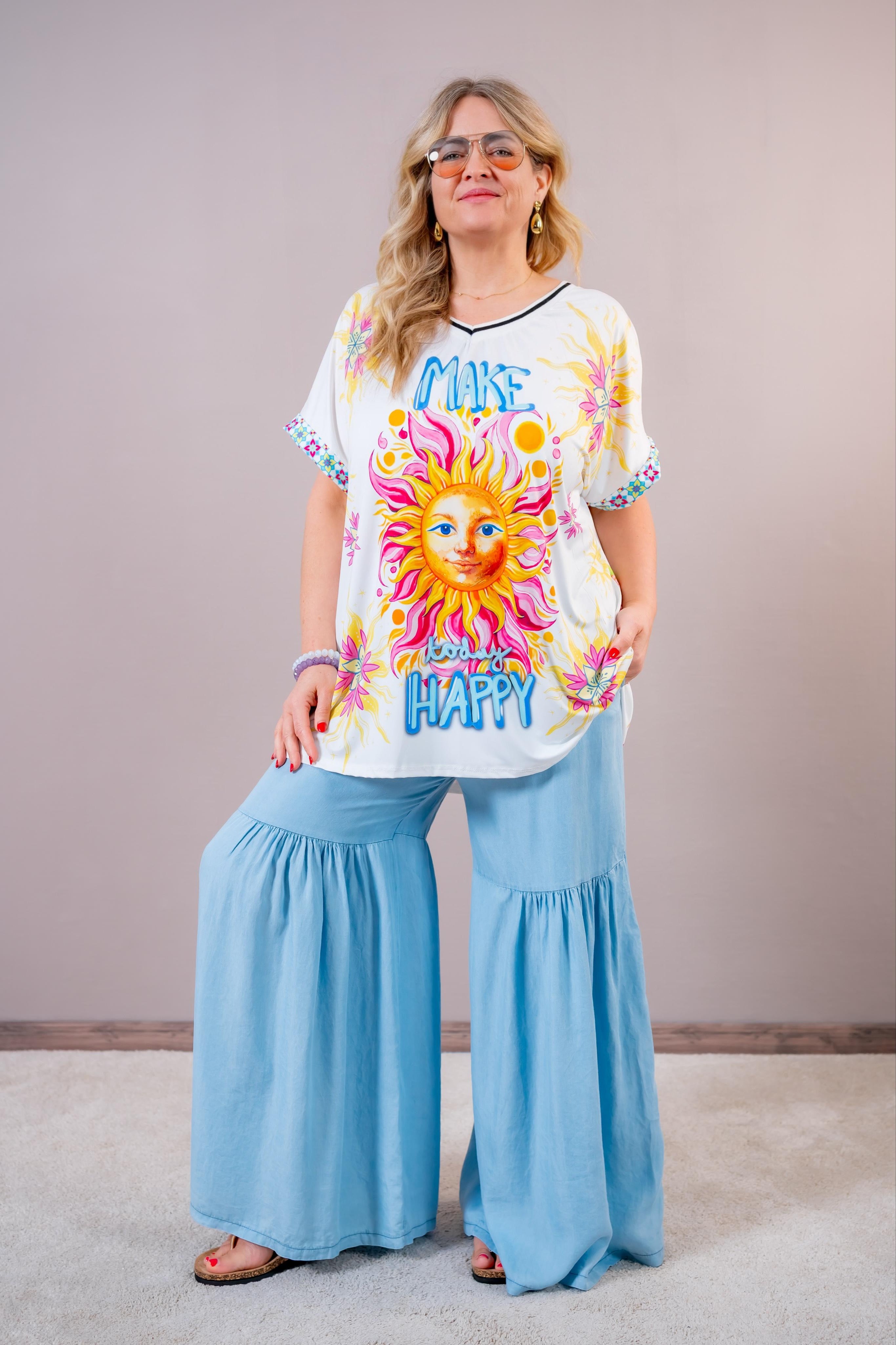 Oversize-Shirt mit buntem Design, mehrfarbig