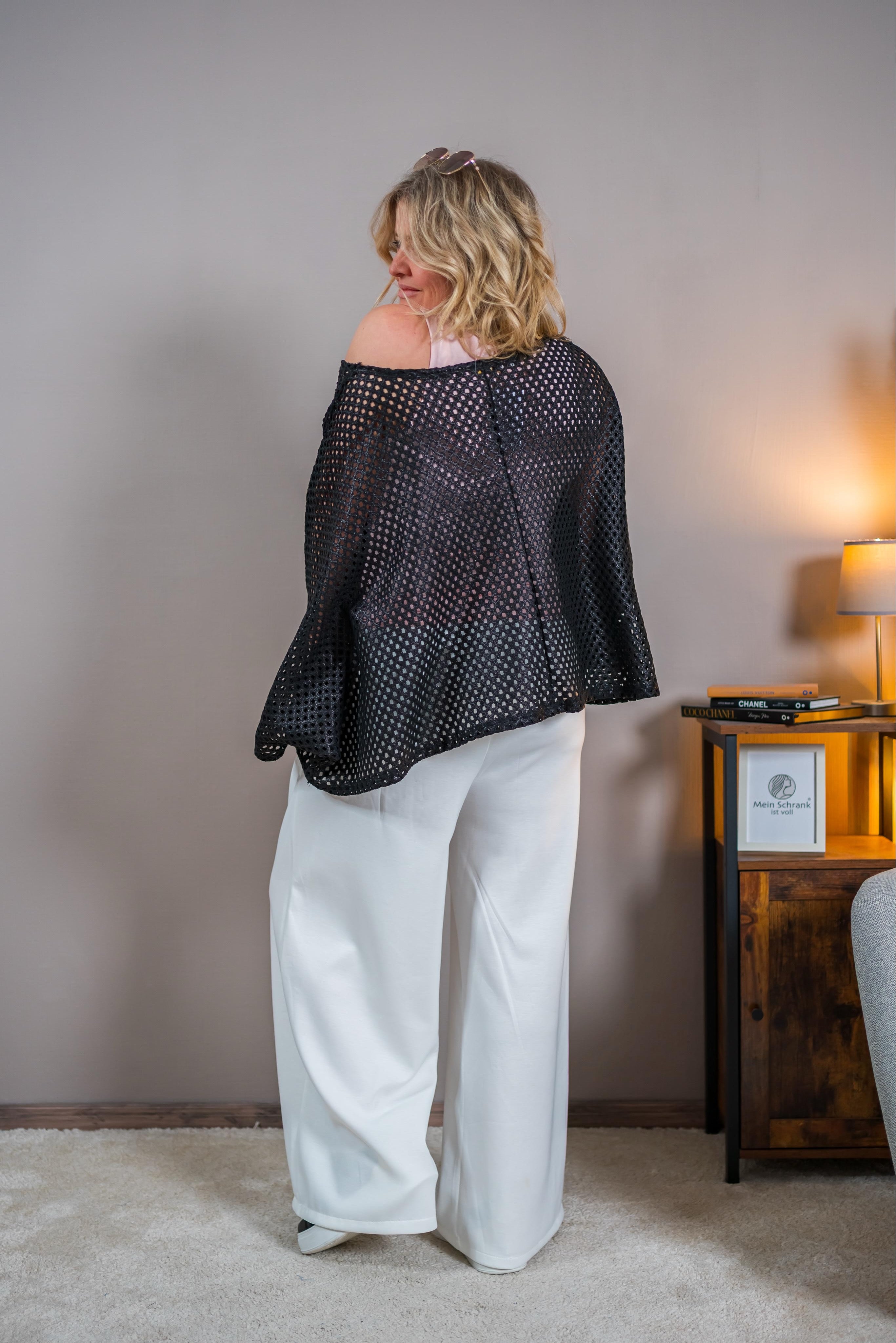 Oversize Netzshirt, schwarz