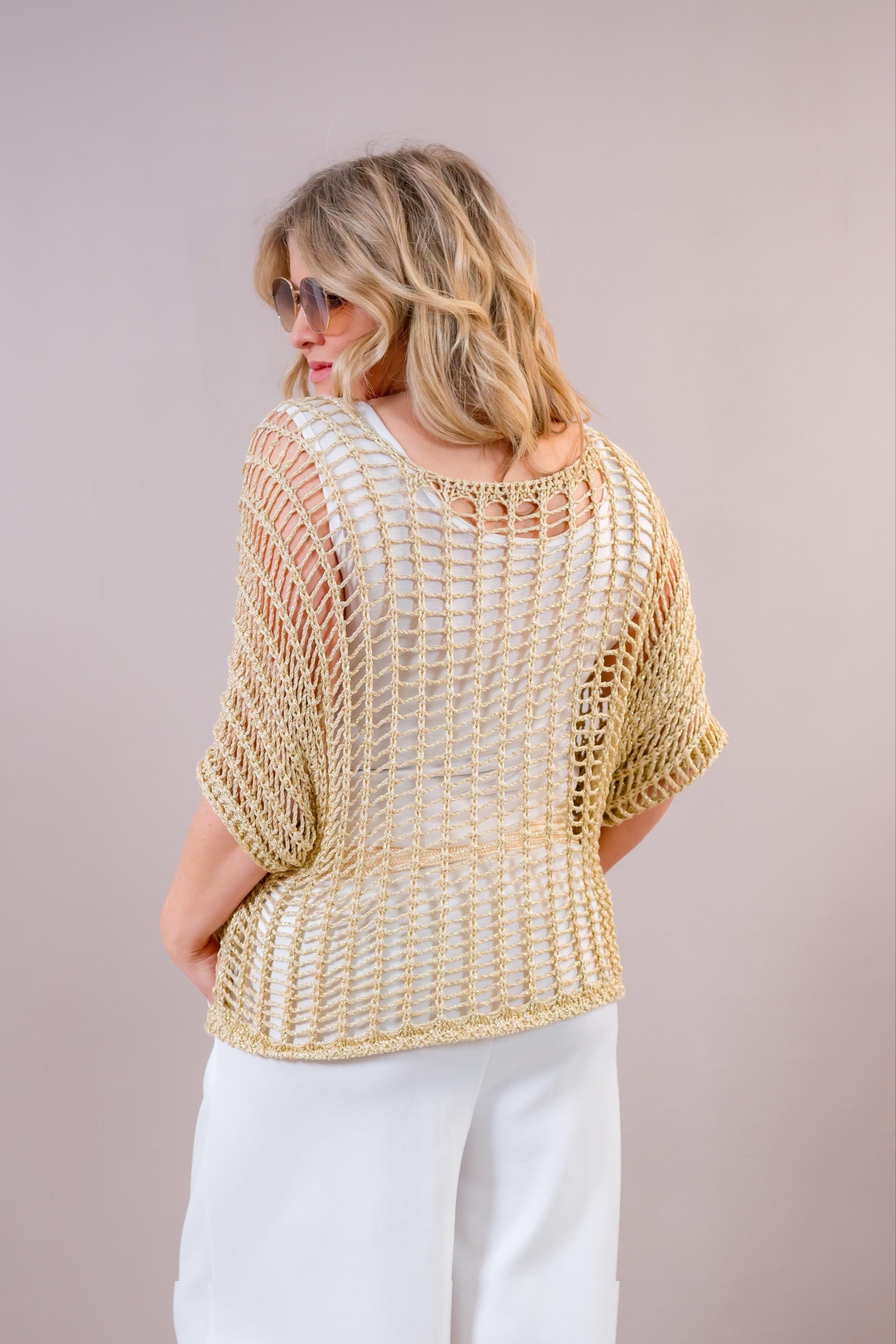Glitzerndes Netz-Shirt, gold