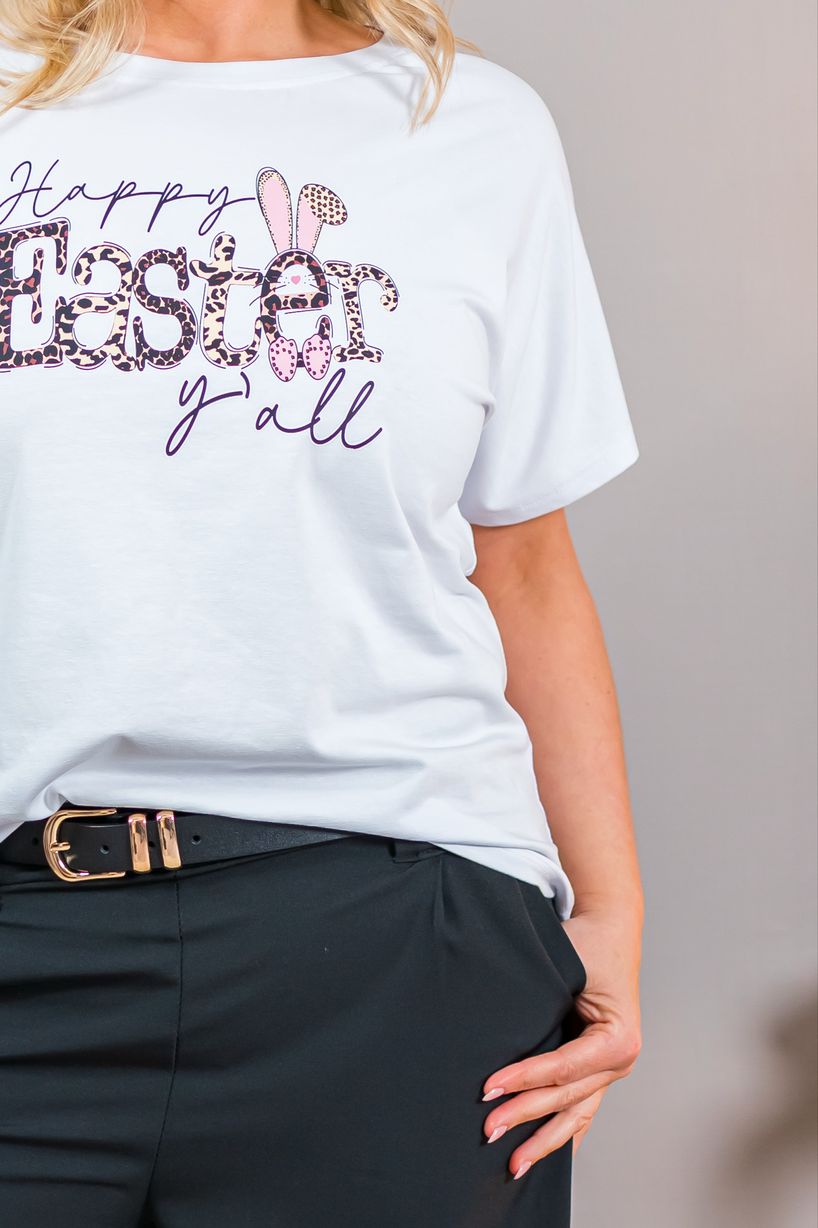 Shirt mit Print "HAPPY EASTER", weiß