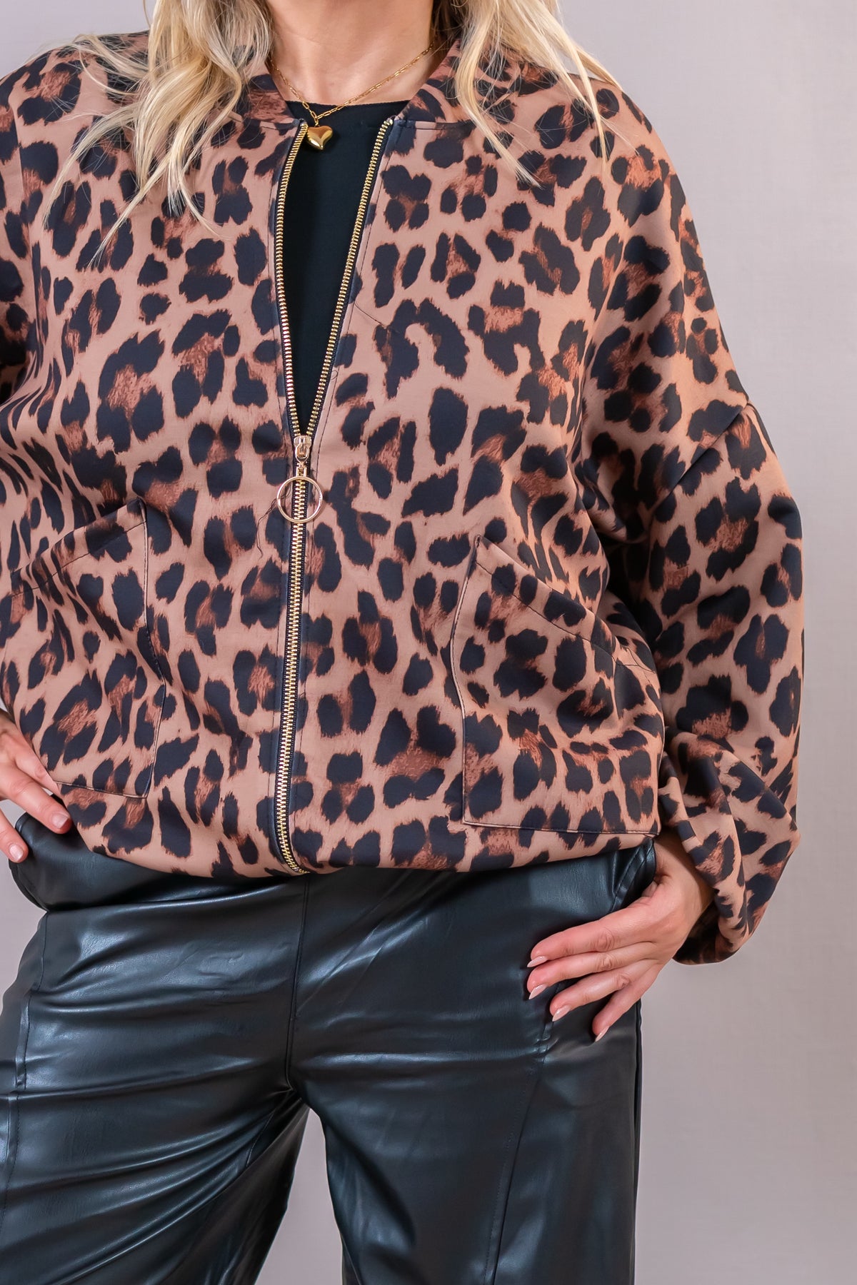 Oversize Blouson Allover Leo, camel/leo