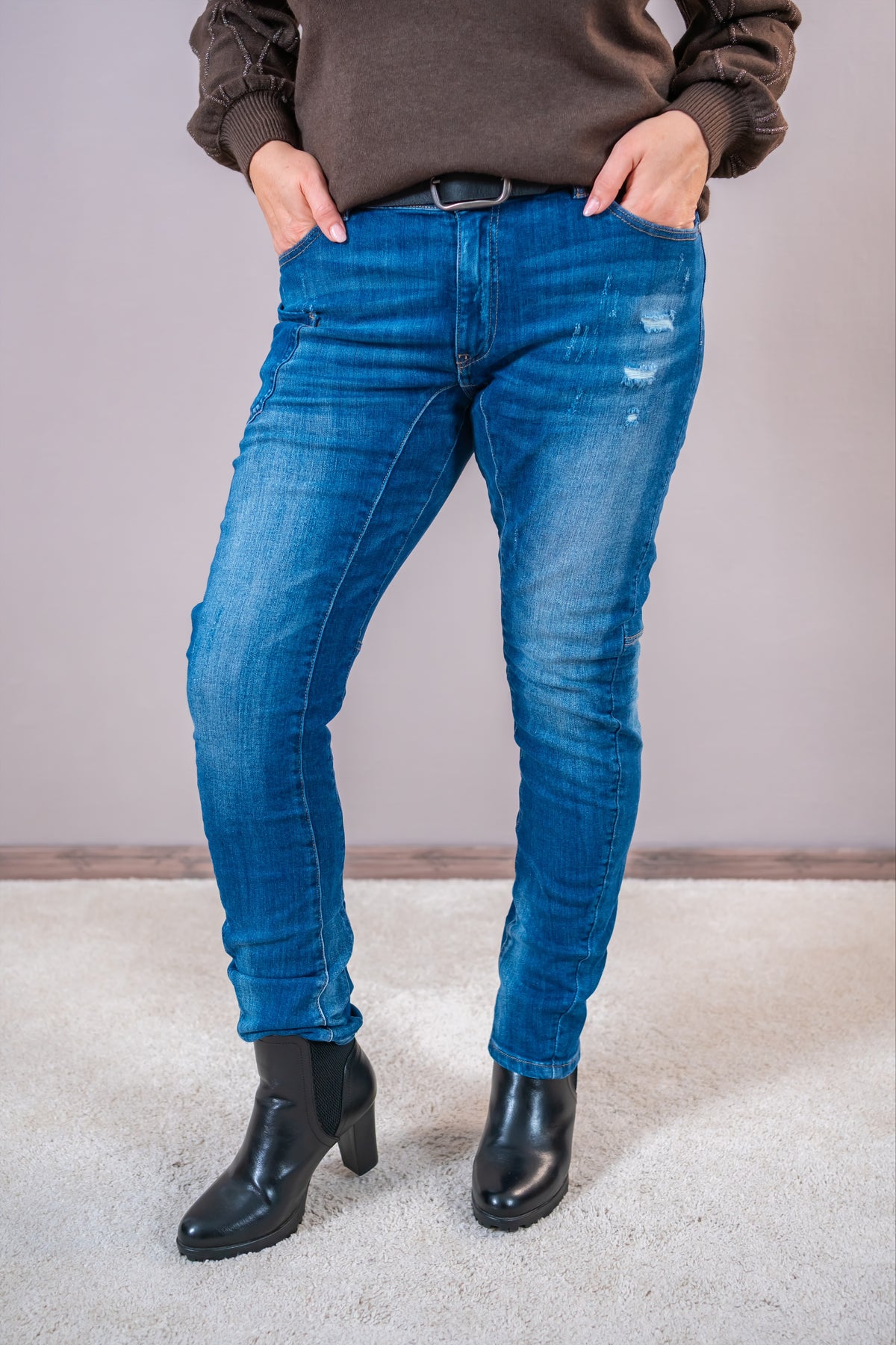 Jeans Destroyed Look, dunkelblau