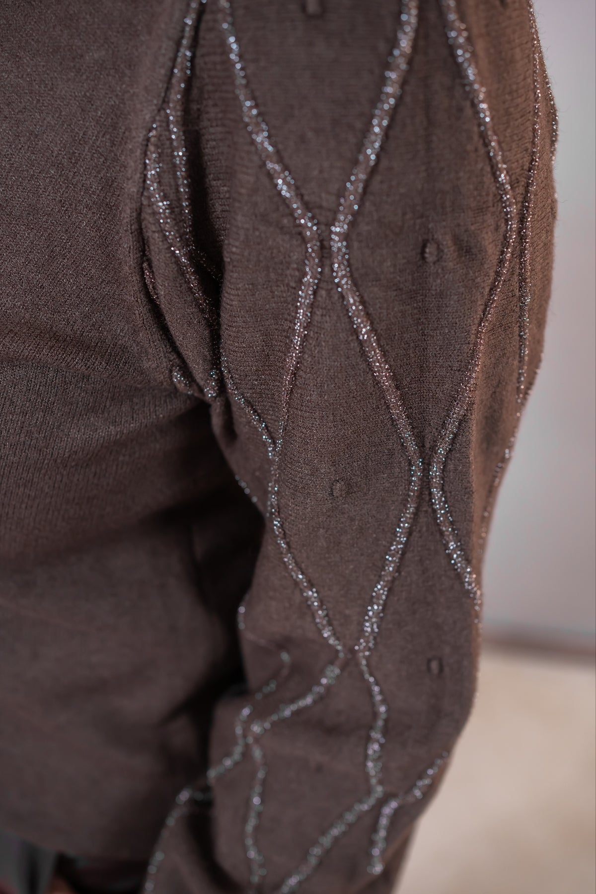Strickpullover "Shiny Lines", mokka