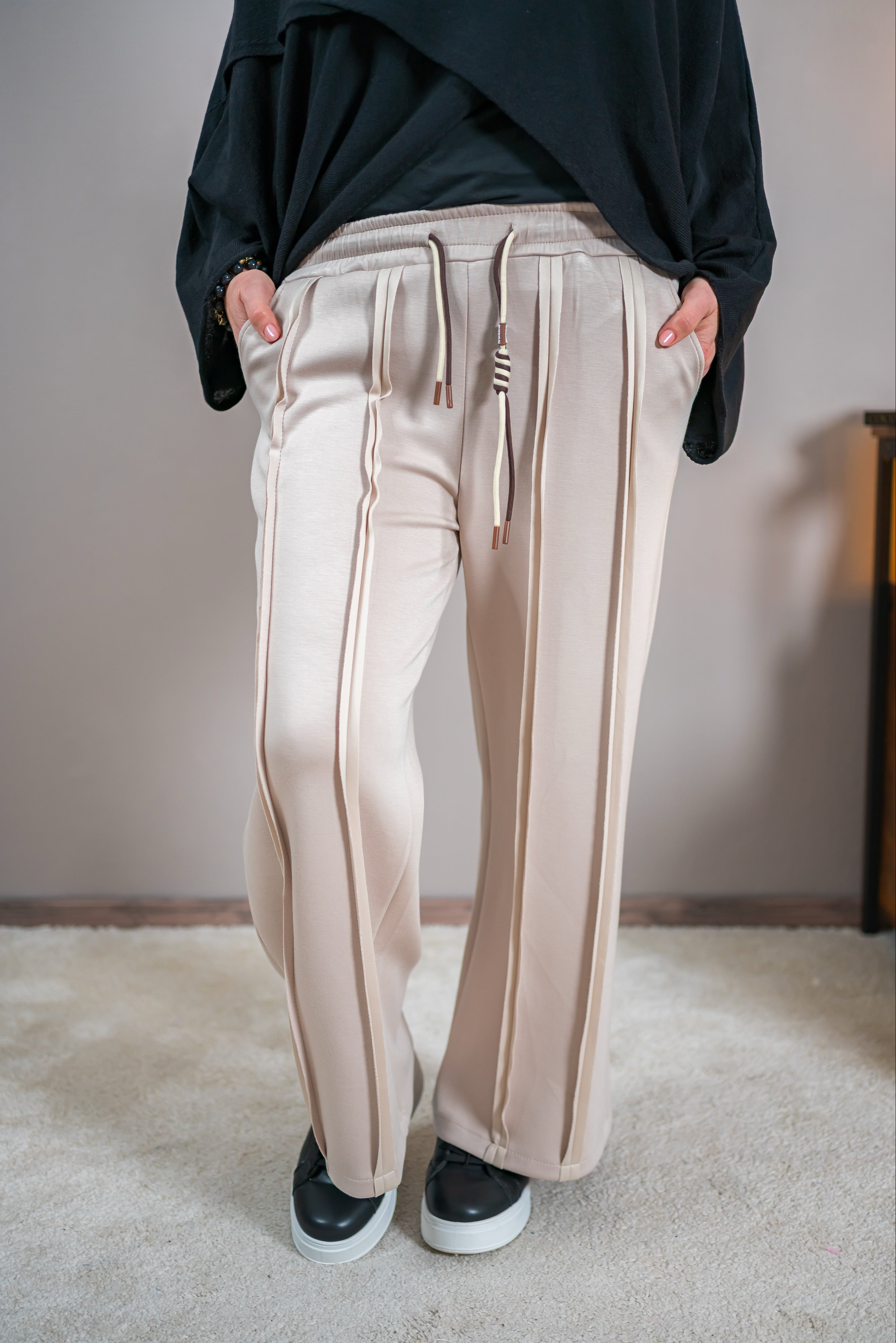 Fließende Palazzo-Hose, beige