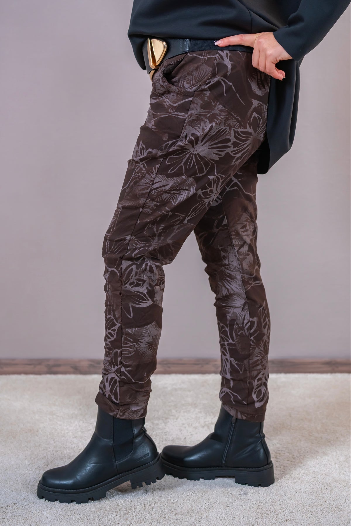 Stretchhose "Botanical", braun