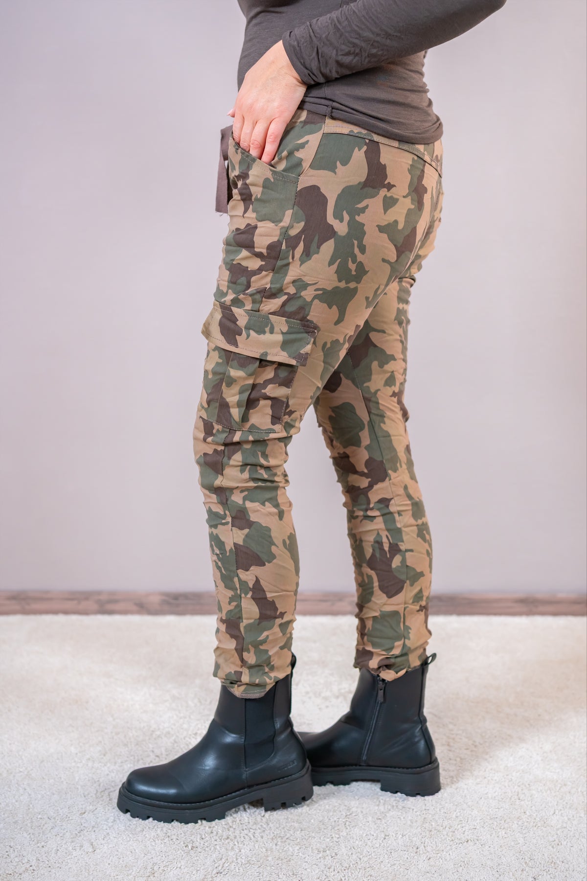 Cargo-Stretchhose Camouflage, camel/braun/khaki