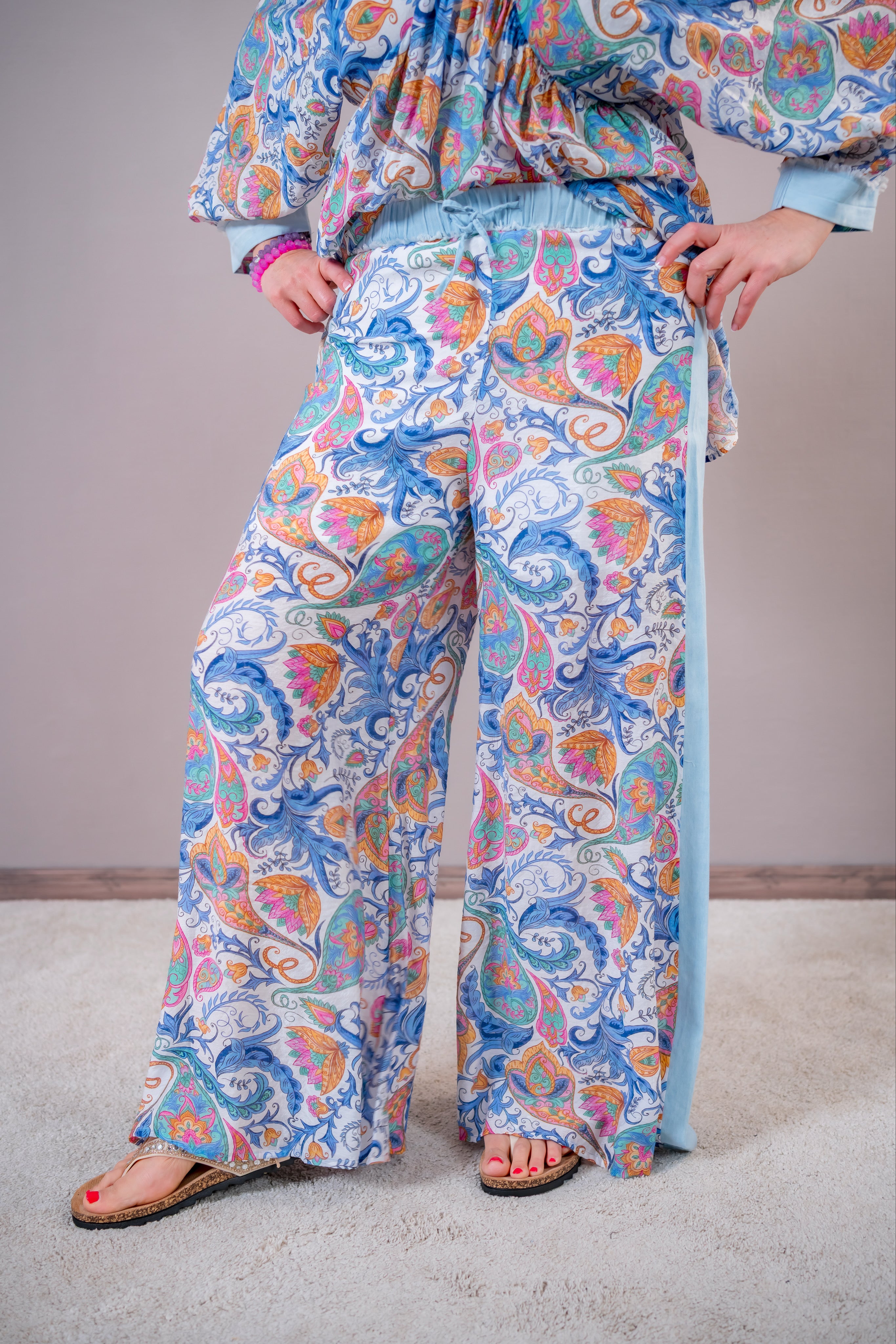 Stoffhose mit Muster, blautöne