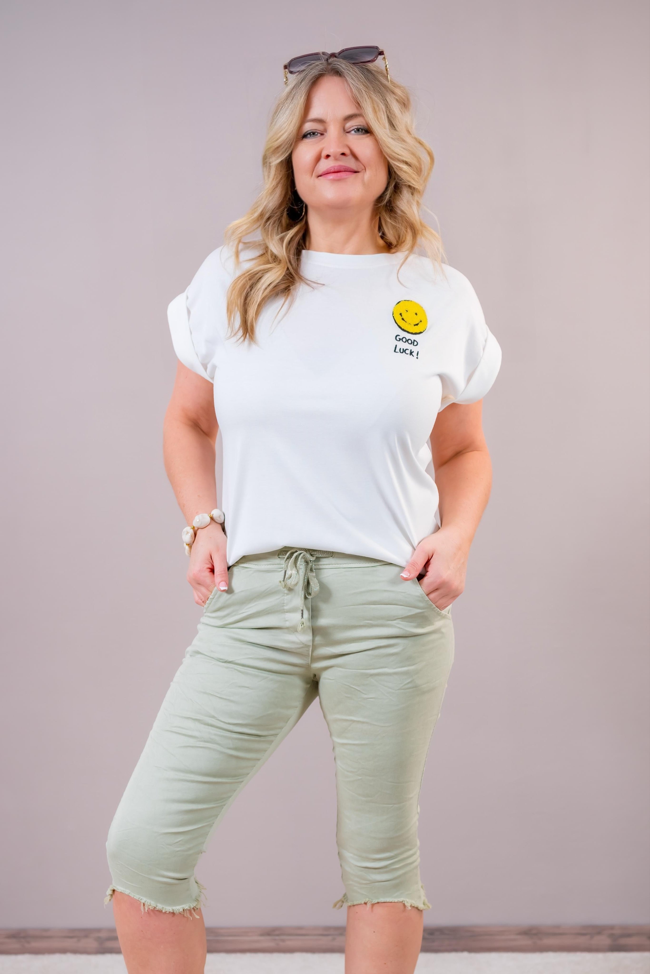 T-Shirt 'Good Luck', weiß