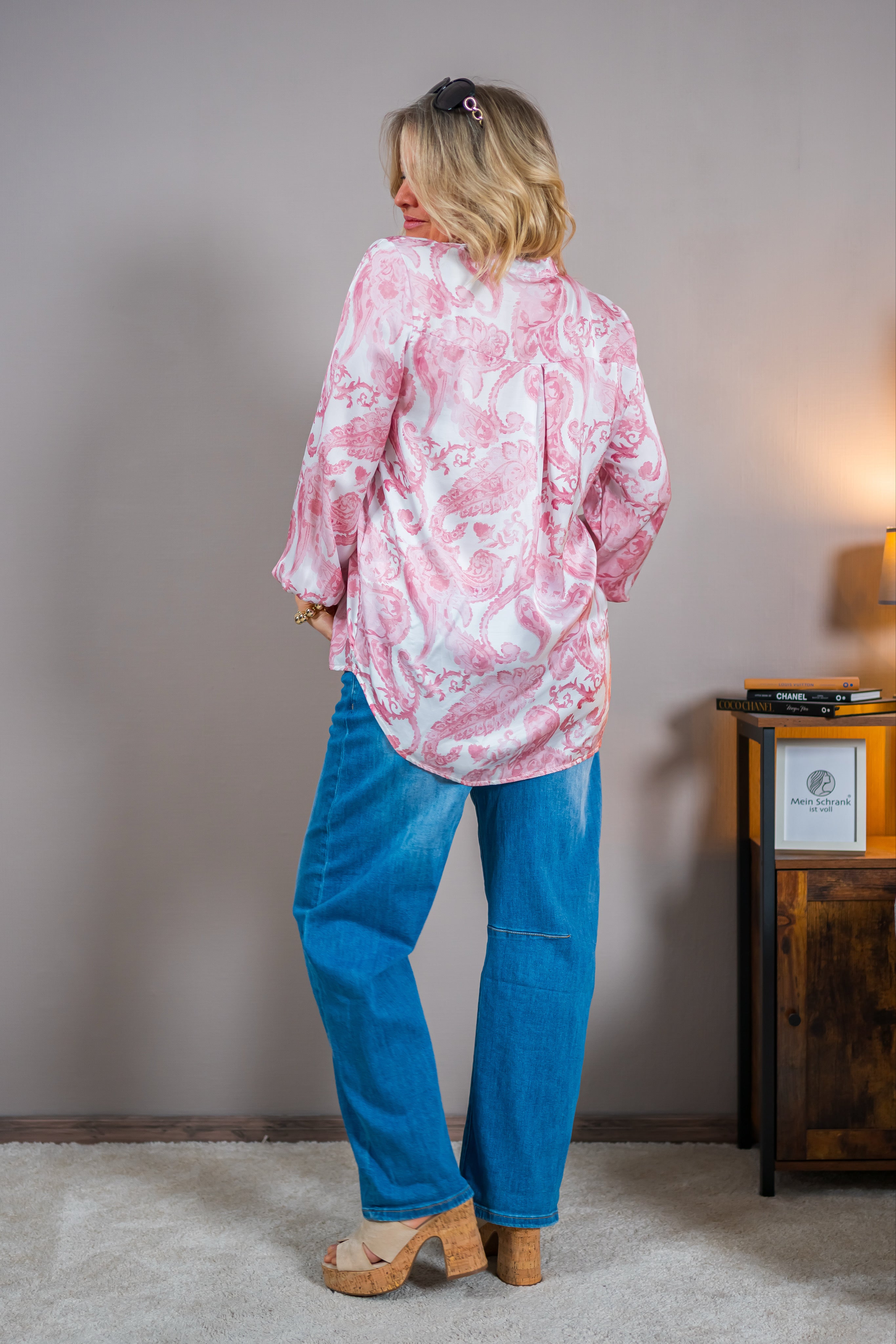 Viskose-Bluse mit Paisley Print, rosé-creme