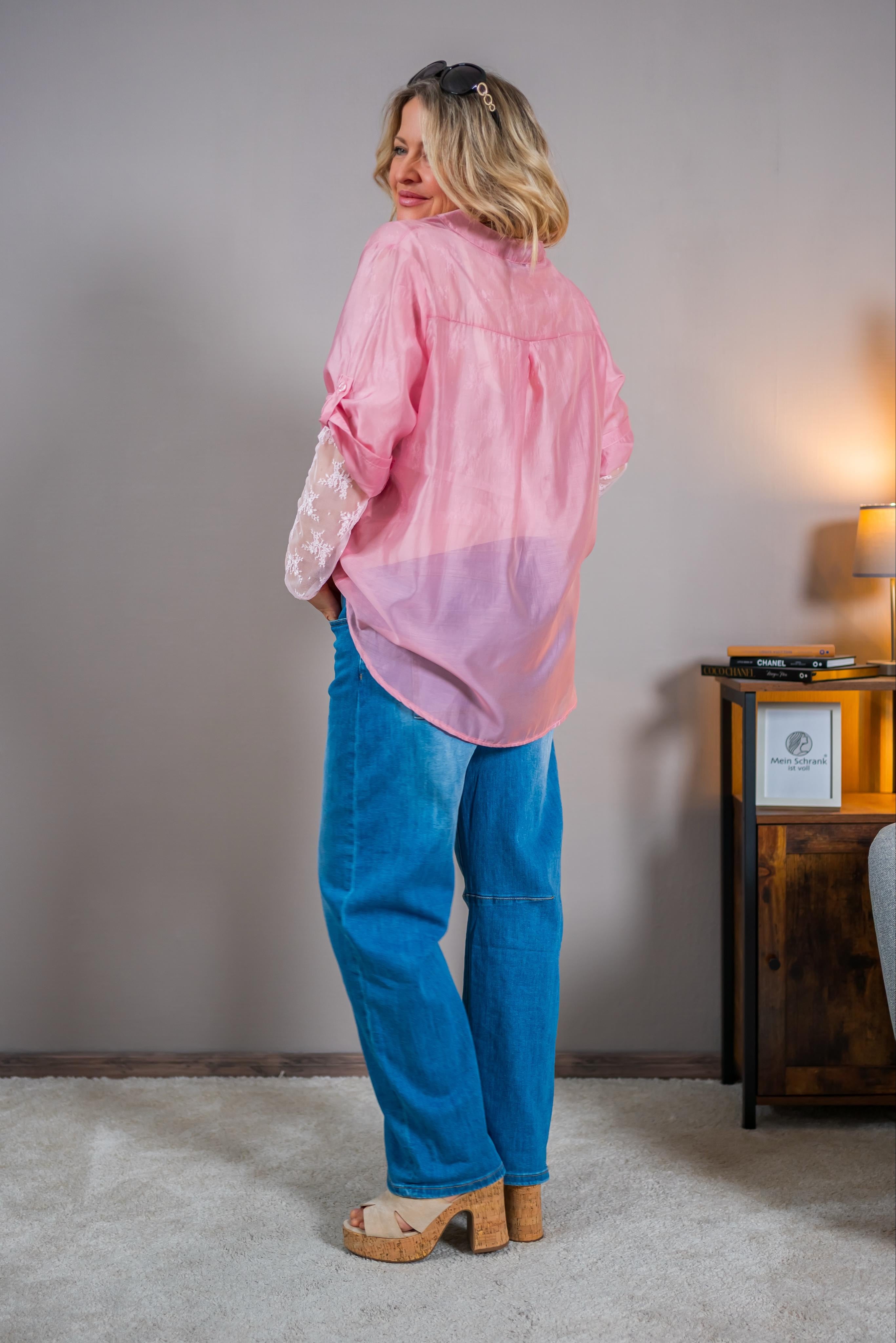 Leichte Bluse mit Kurzarm, altrosé