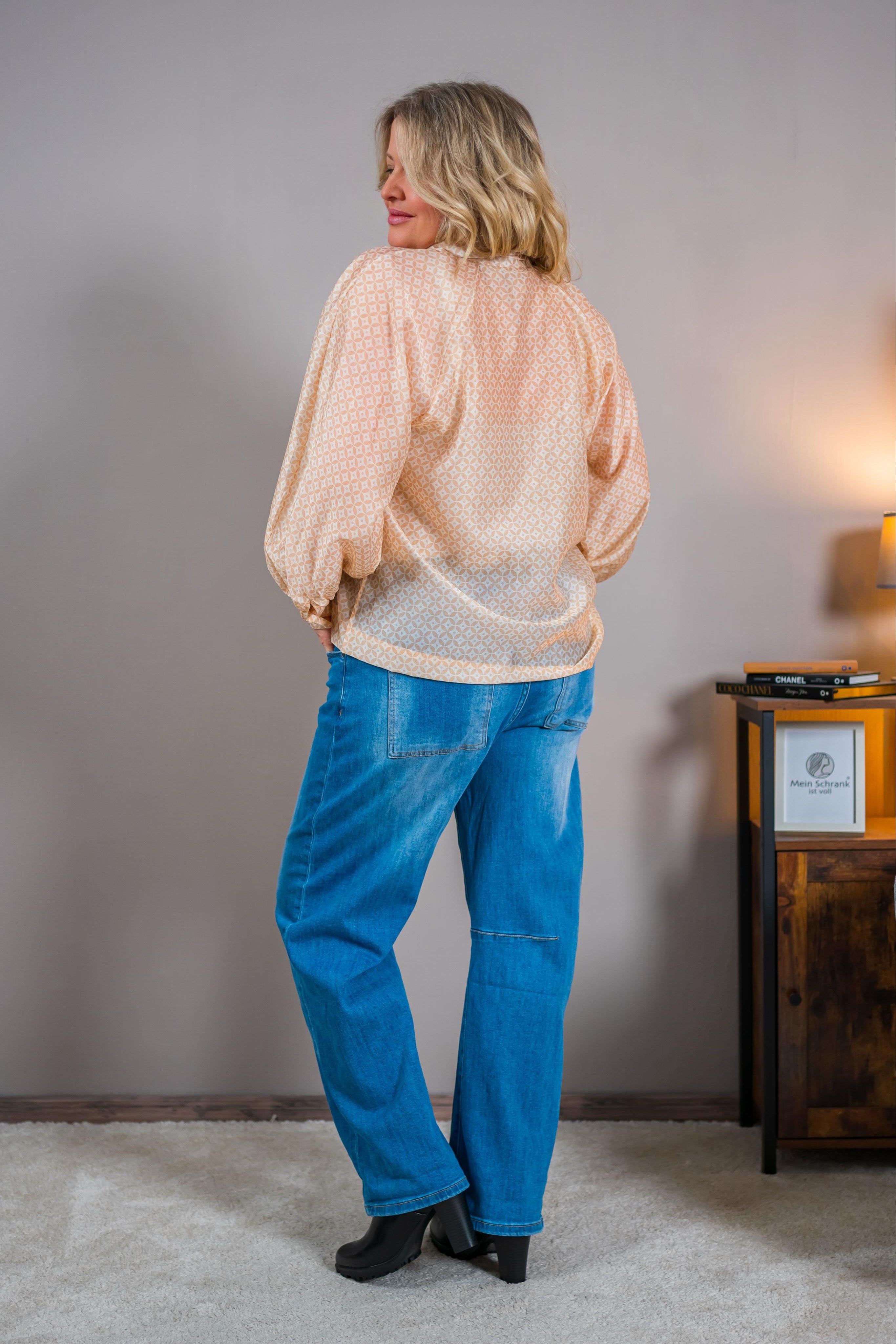 Bluse mit zartem Ornament Muster, creme-beige