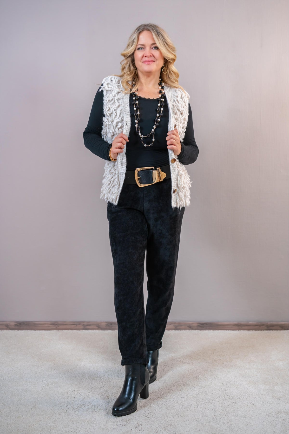 Stretchhose im Cord-Style, schwarz