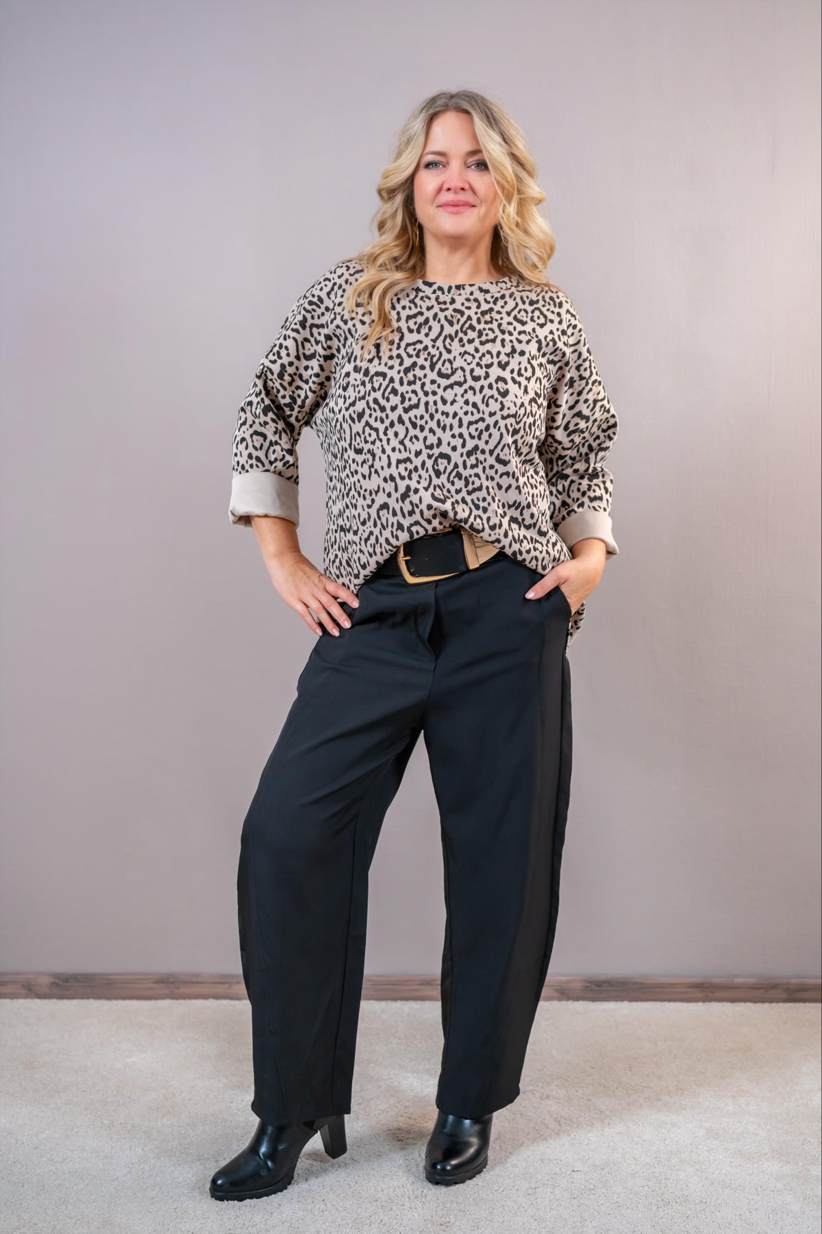 Leo-Sweatshirt, creme/schwarz