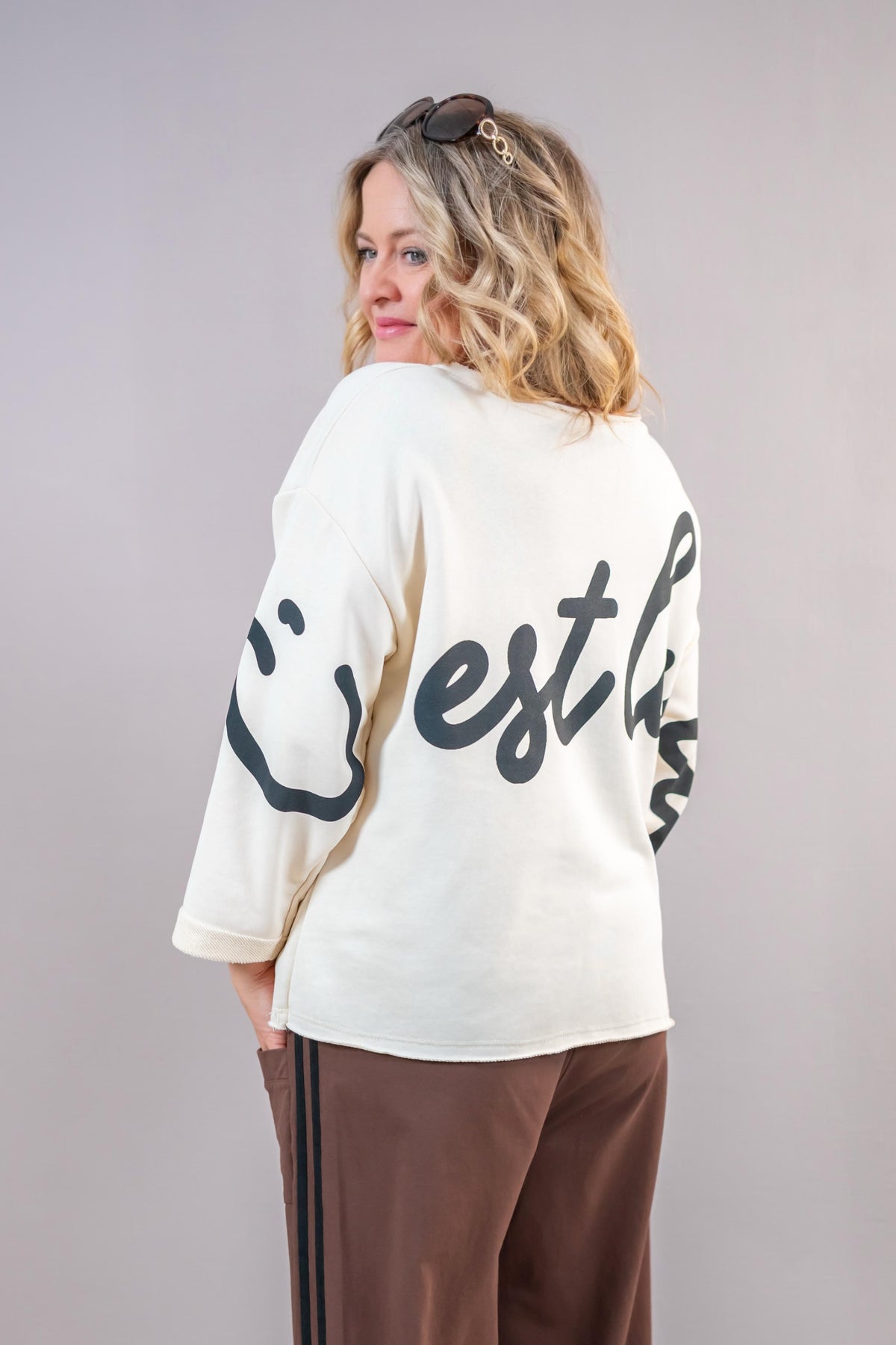 Sweatshirt "C´est la vie", creme