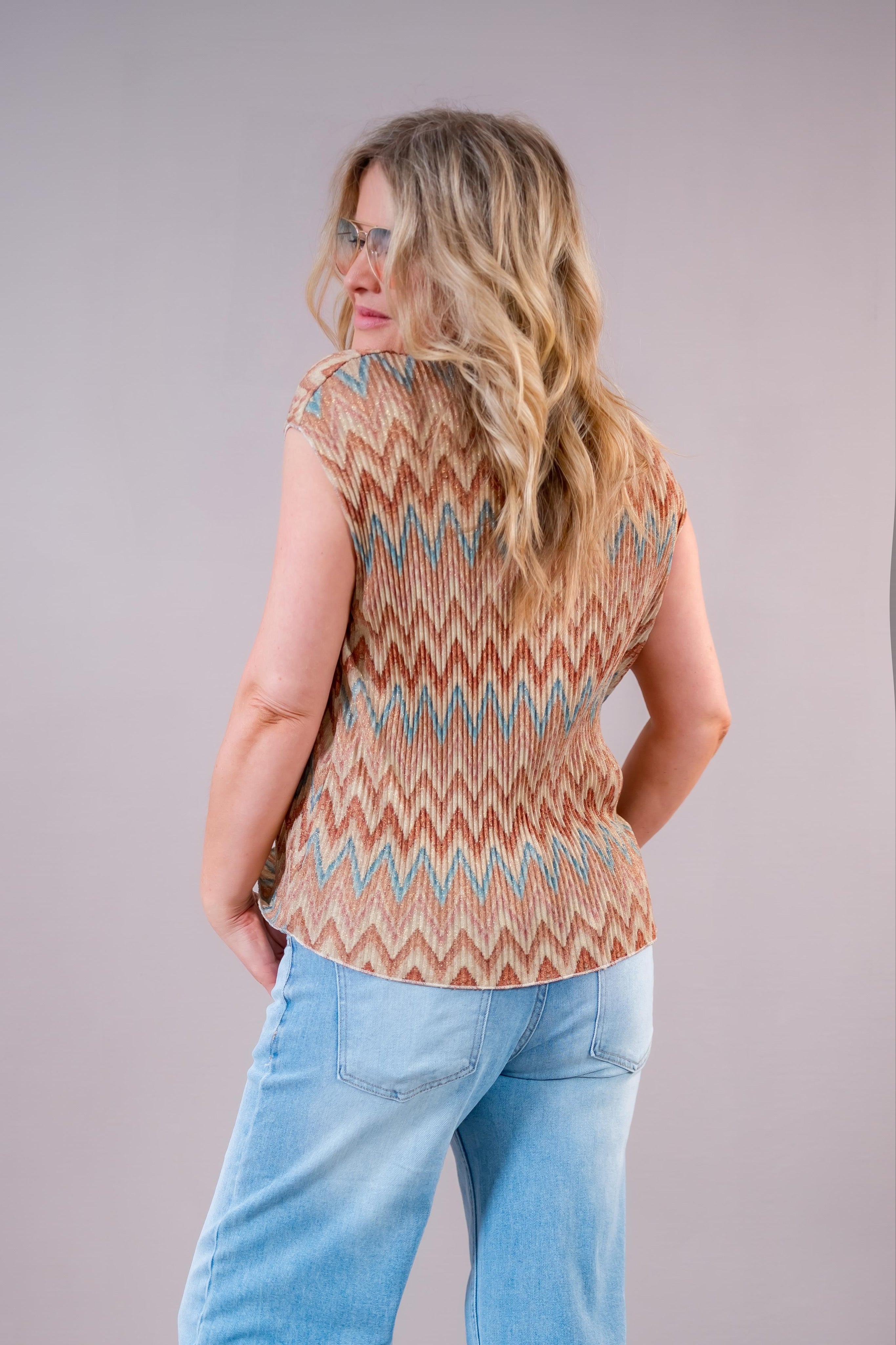 Ärmelloses Shirt mit glitzerndem Design, mehrfarbig
