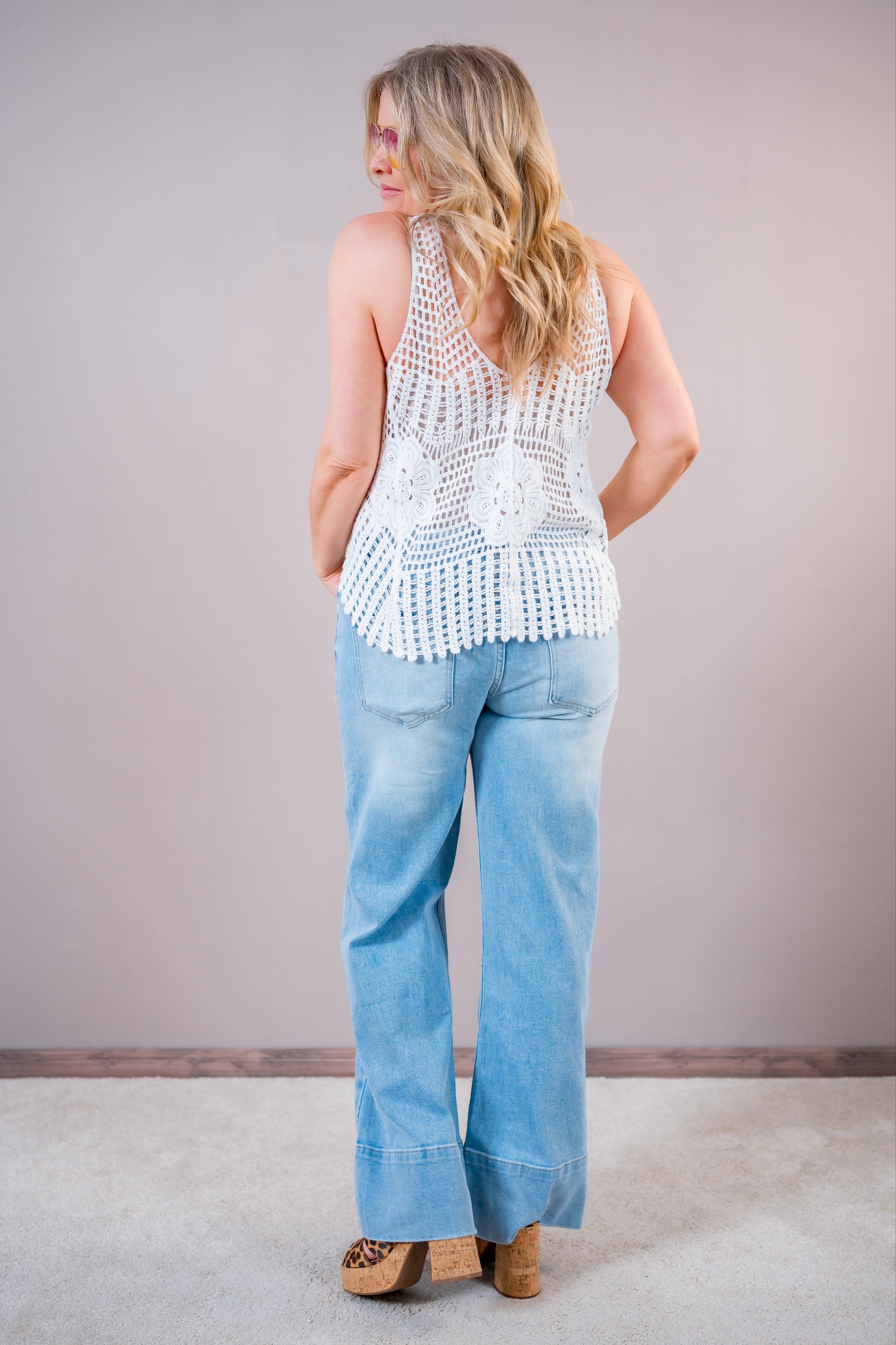 Stylisches Häkel-Top mit Muster, offwhite
