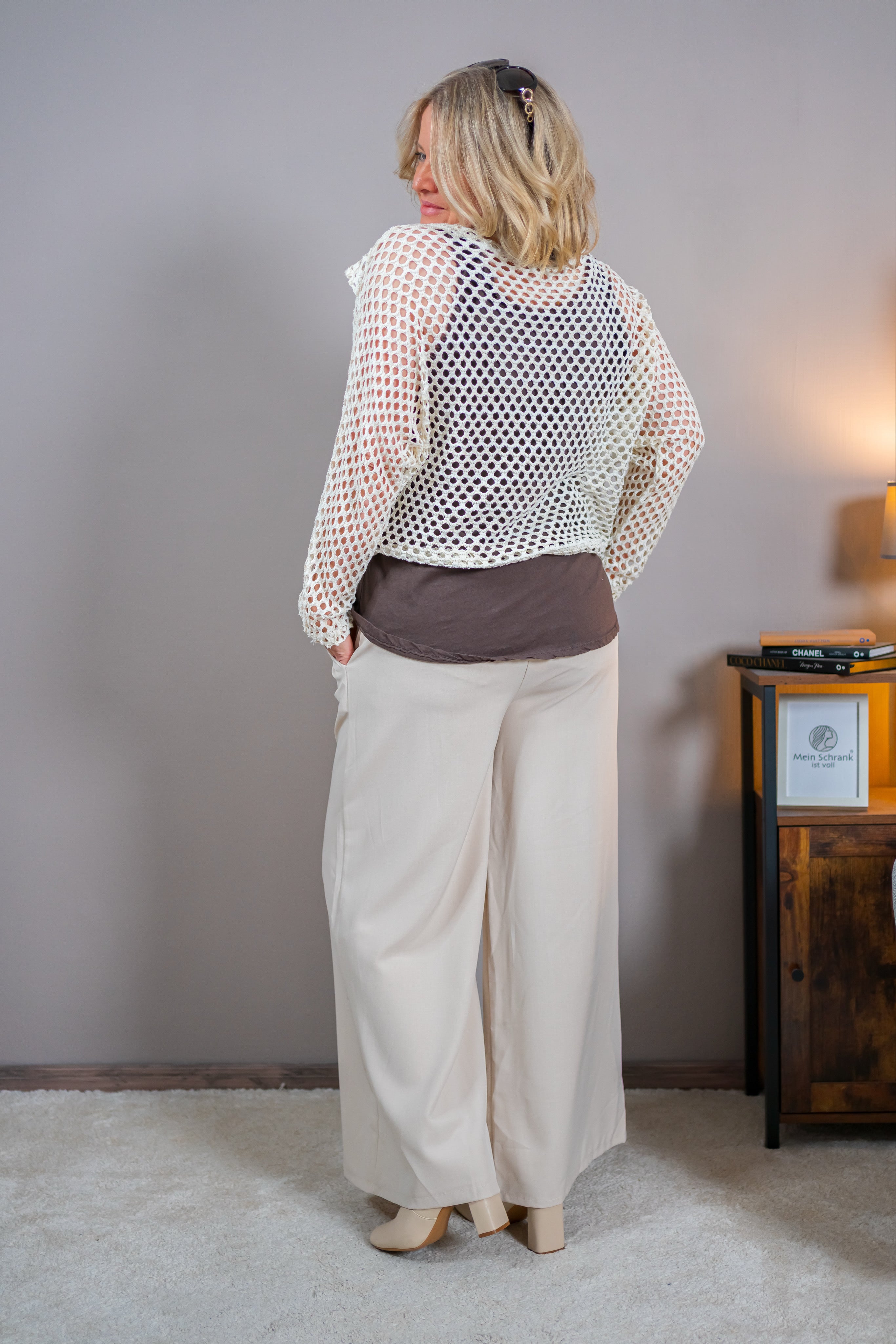 Netzshirt im Poncho-Stil, creme