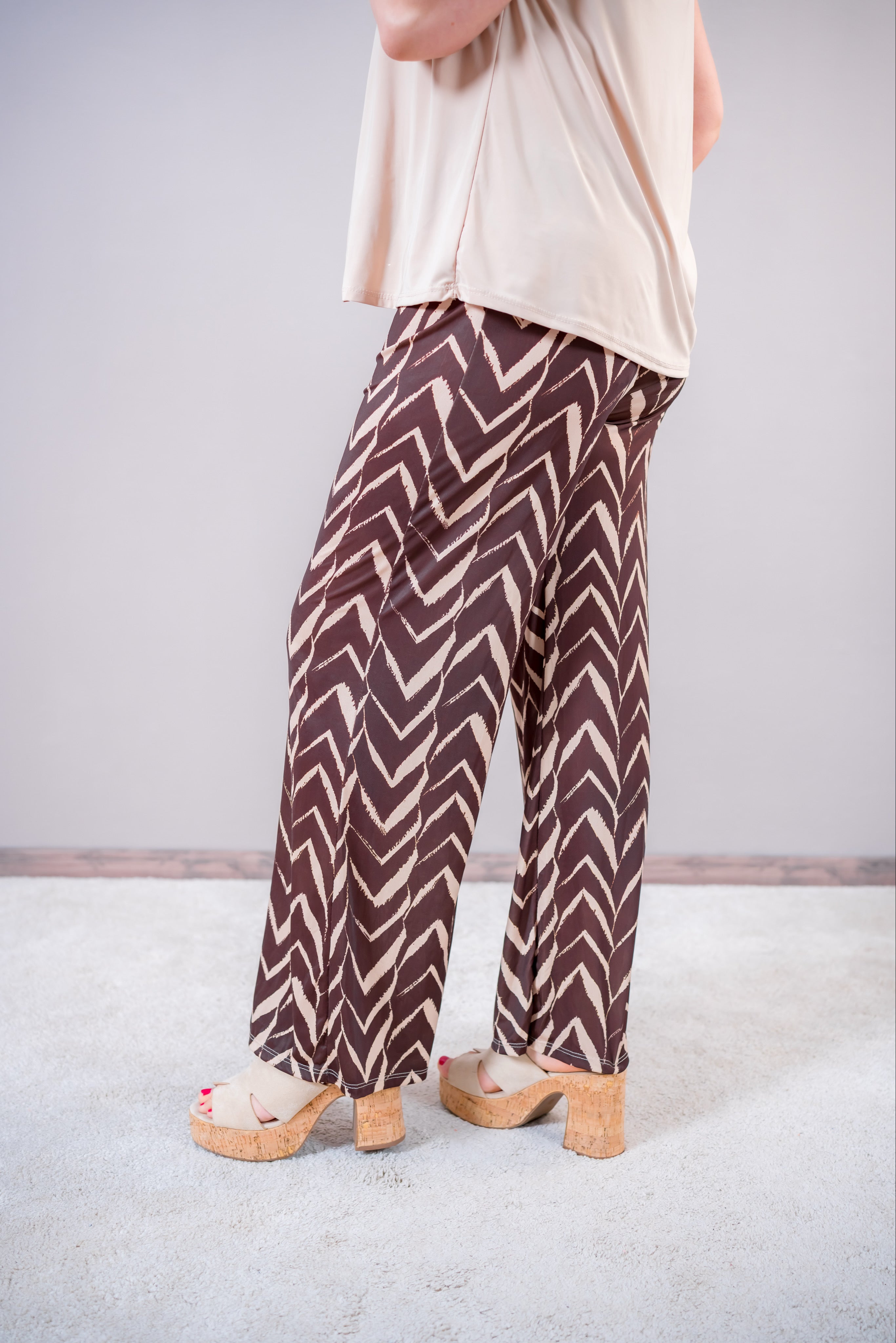 Weiche Hose mit Muster, braun/beige