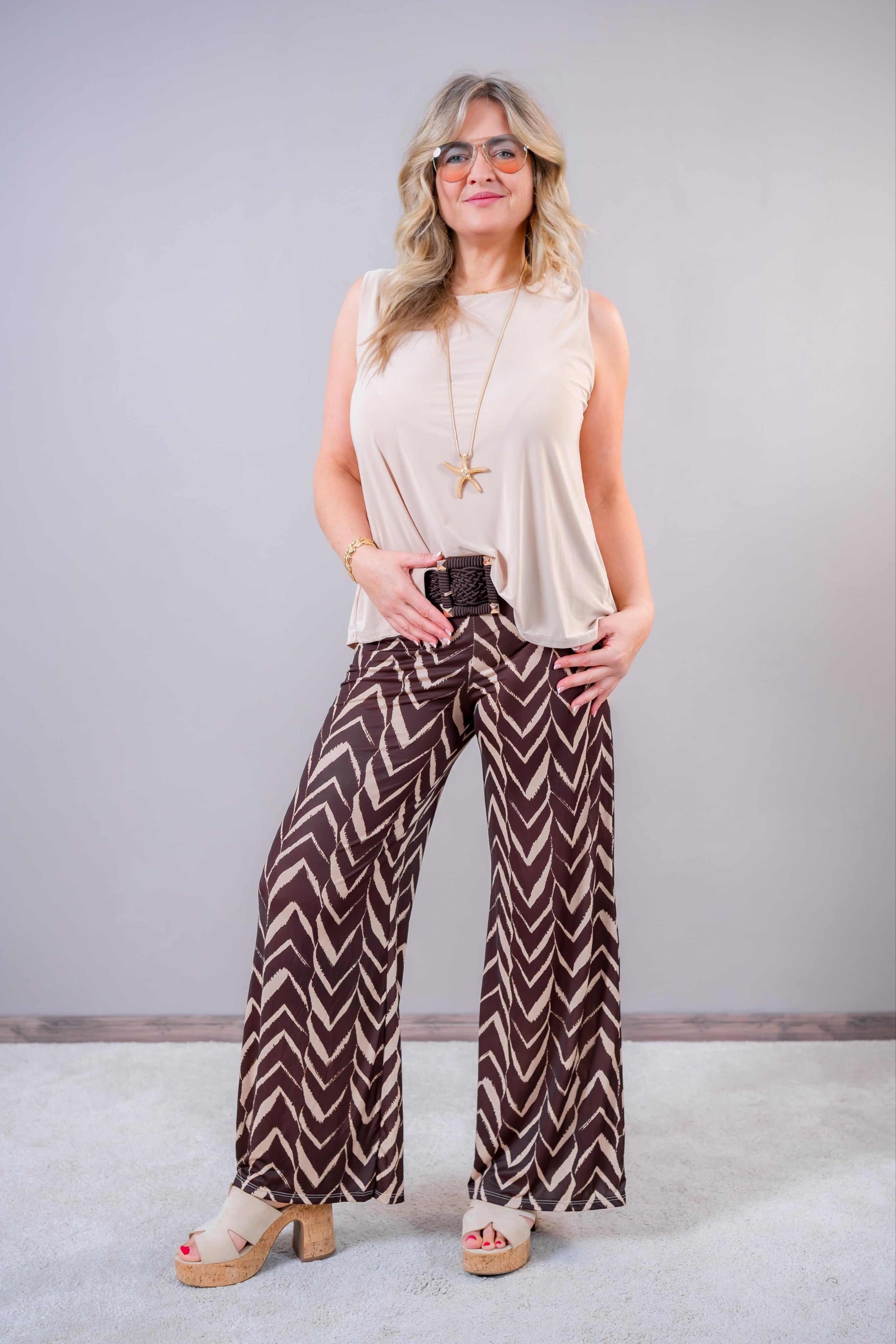 Weiche Hose mit Muster, braun/beige